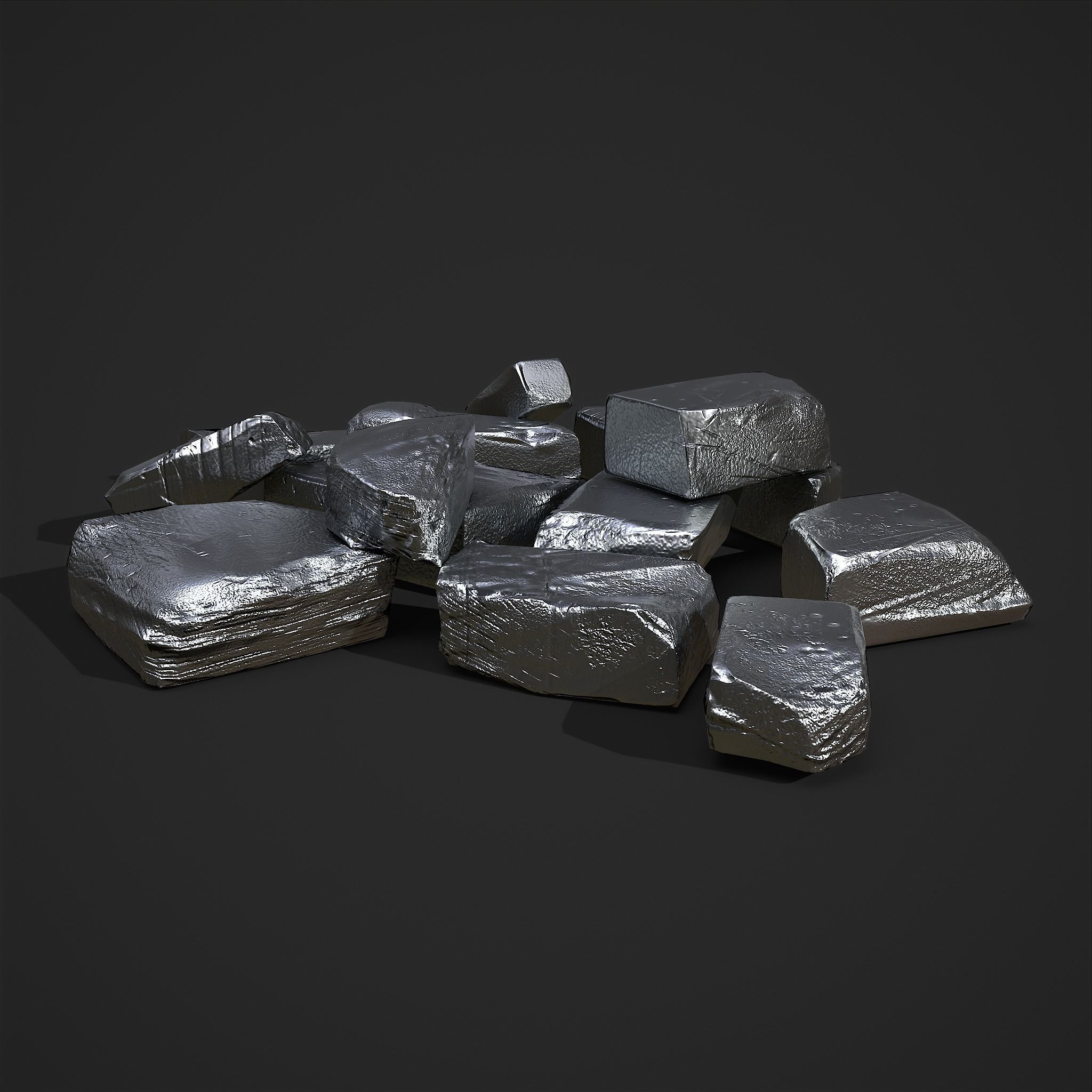 Pewter Chunks Low-poly 3D model_6
