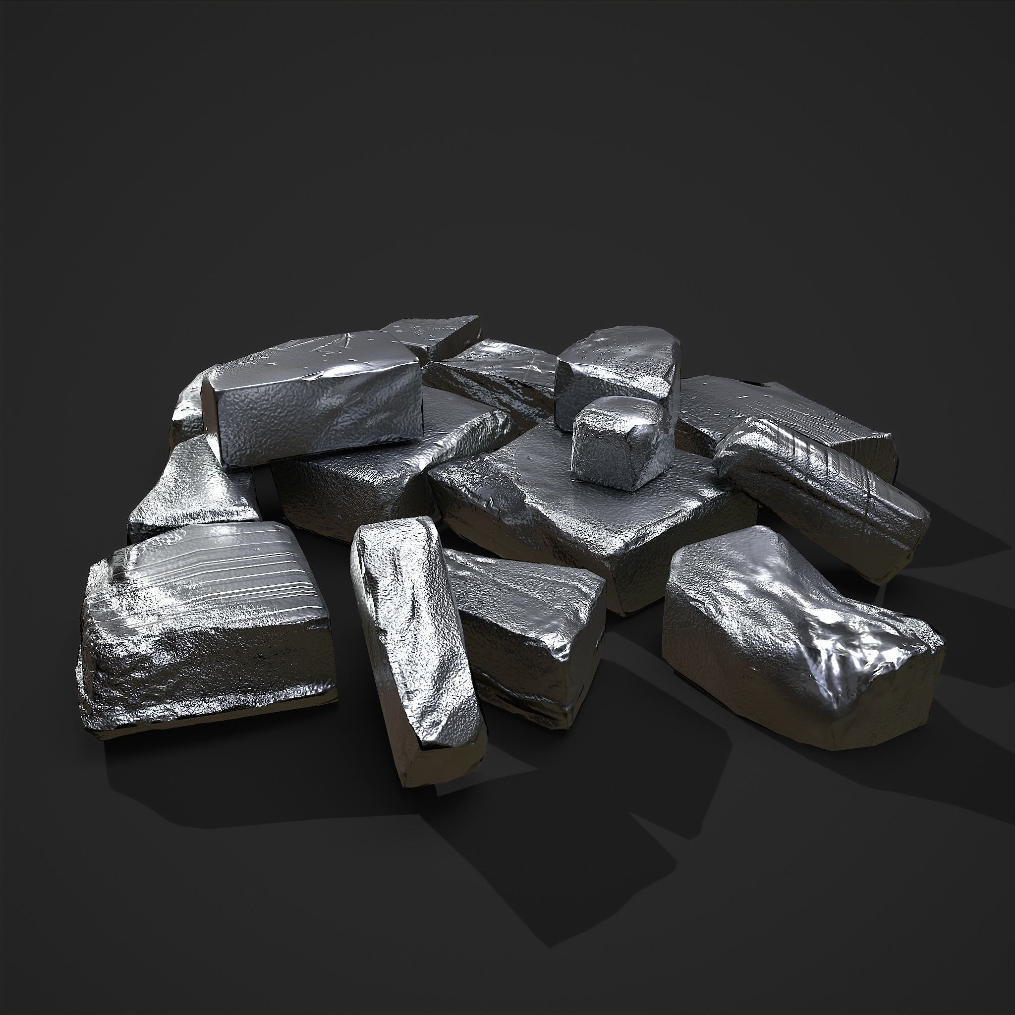 Pewter Chunks Low-poly 3D model_9