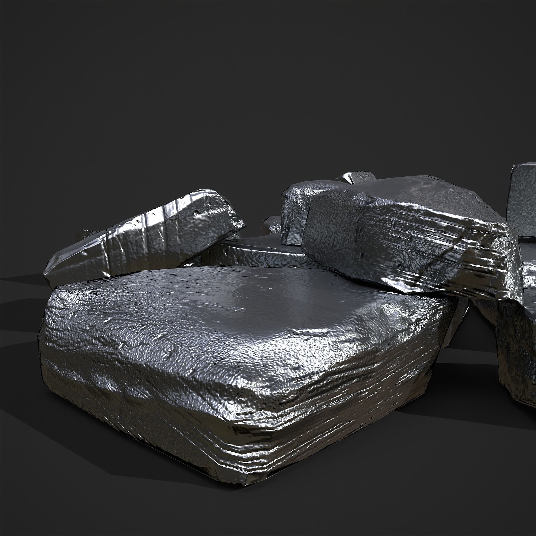 Pewter Chunks Low-poly 3D model_12