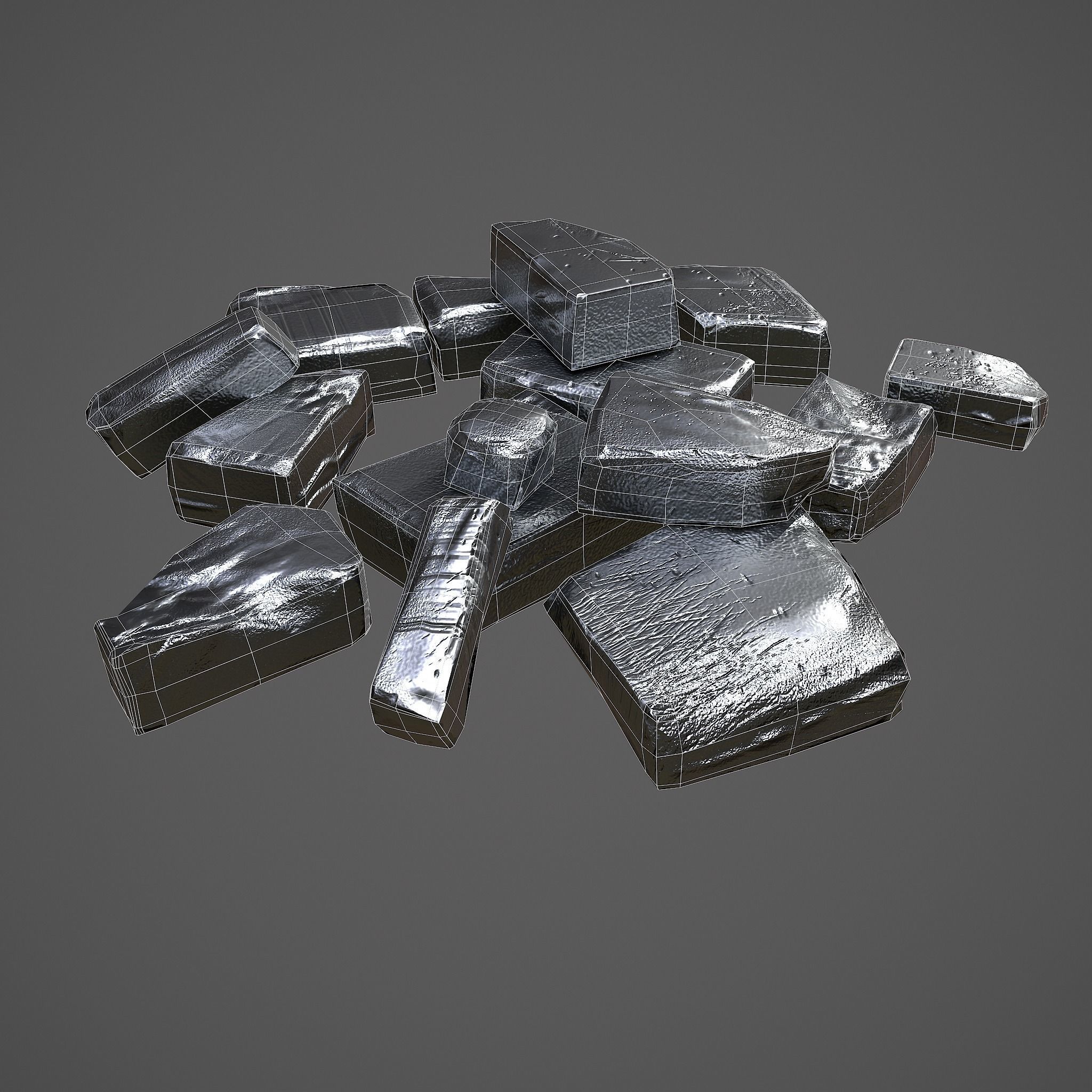Pewter Chunks Low-poly 3D model_16