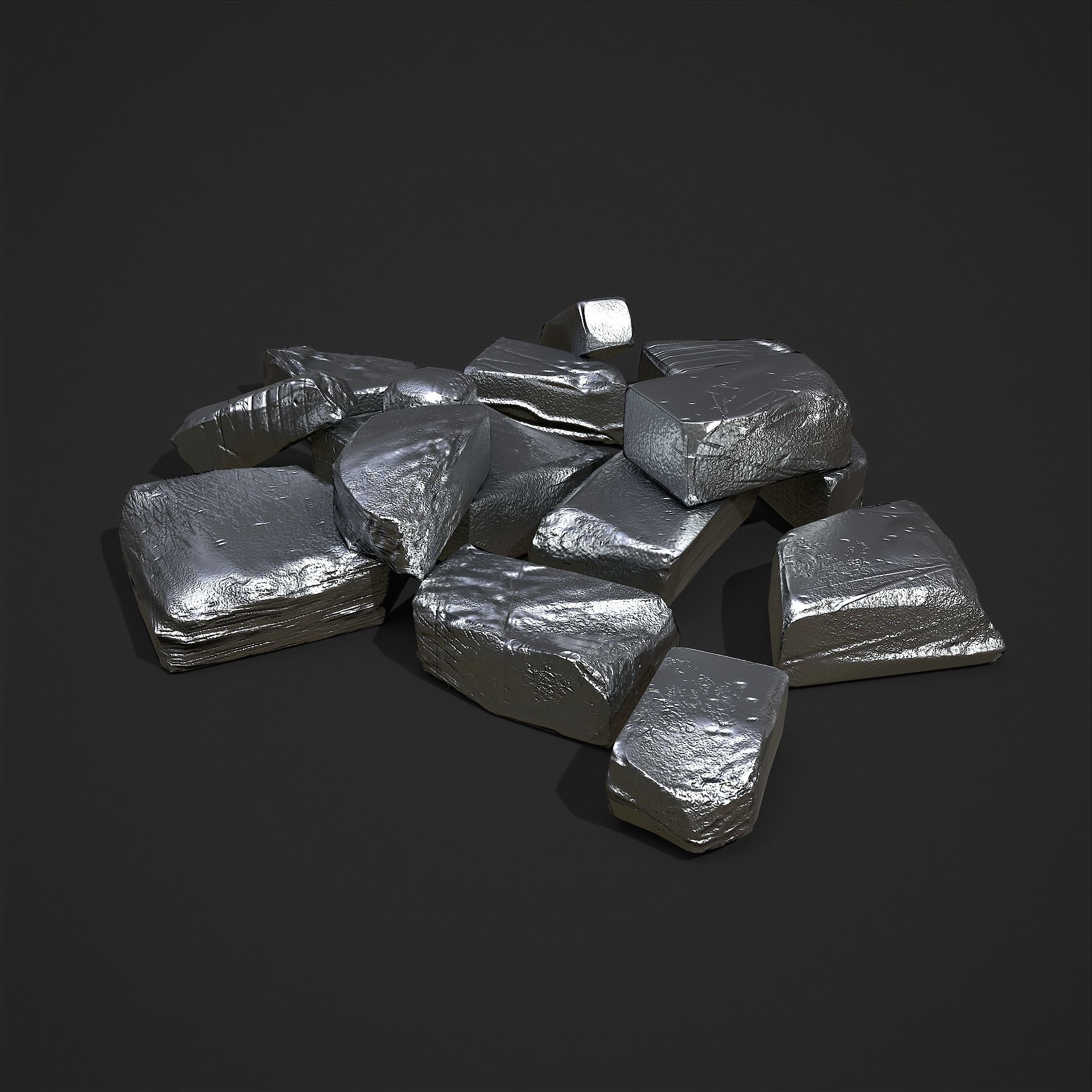 Pewter Chunks Low-poly 3D model_2
