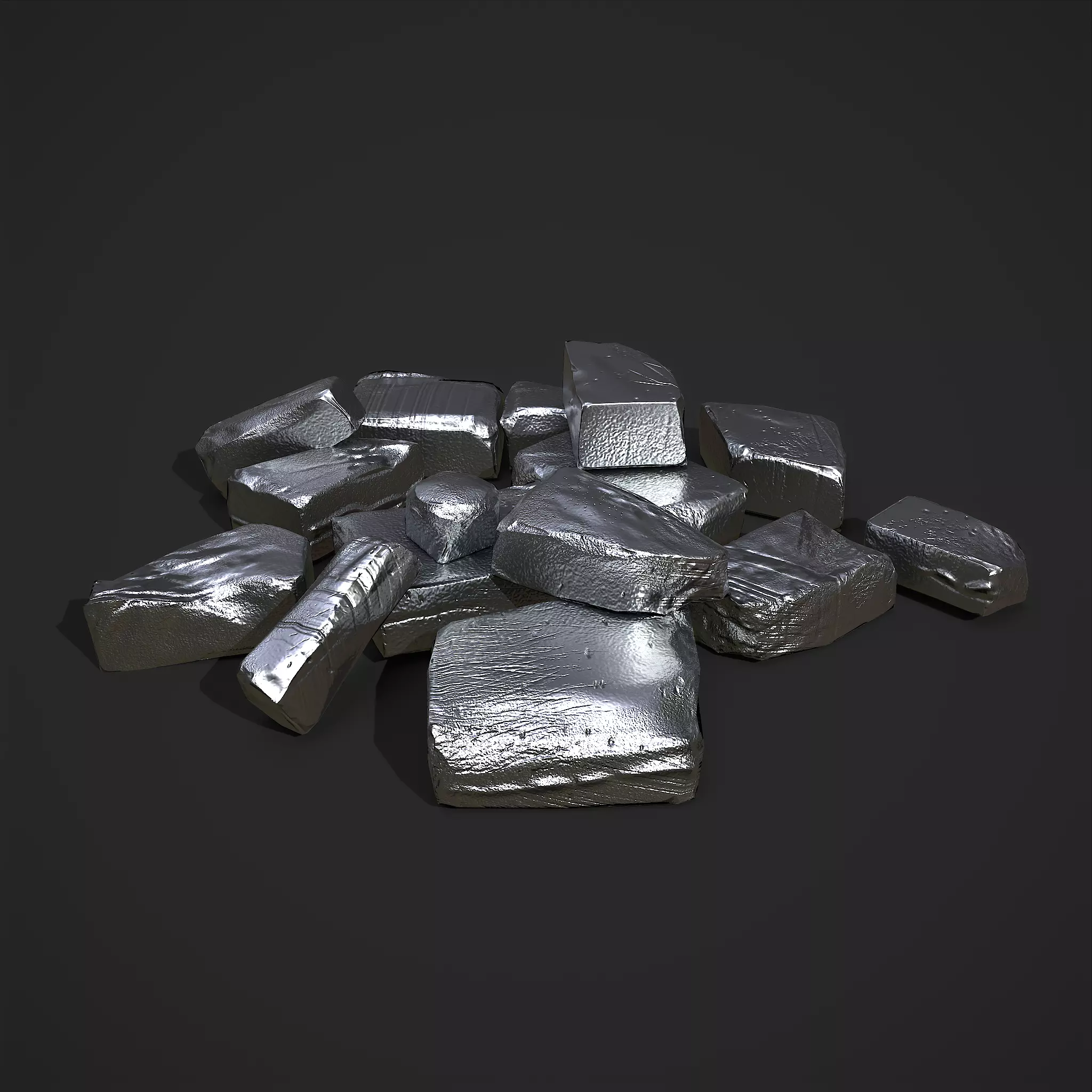 Pewter Chunks Low-poly 3D model_0