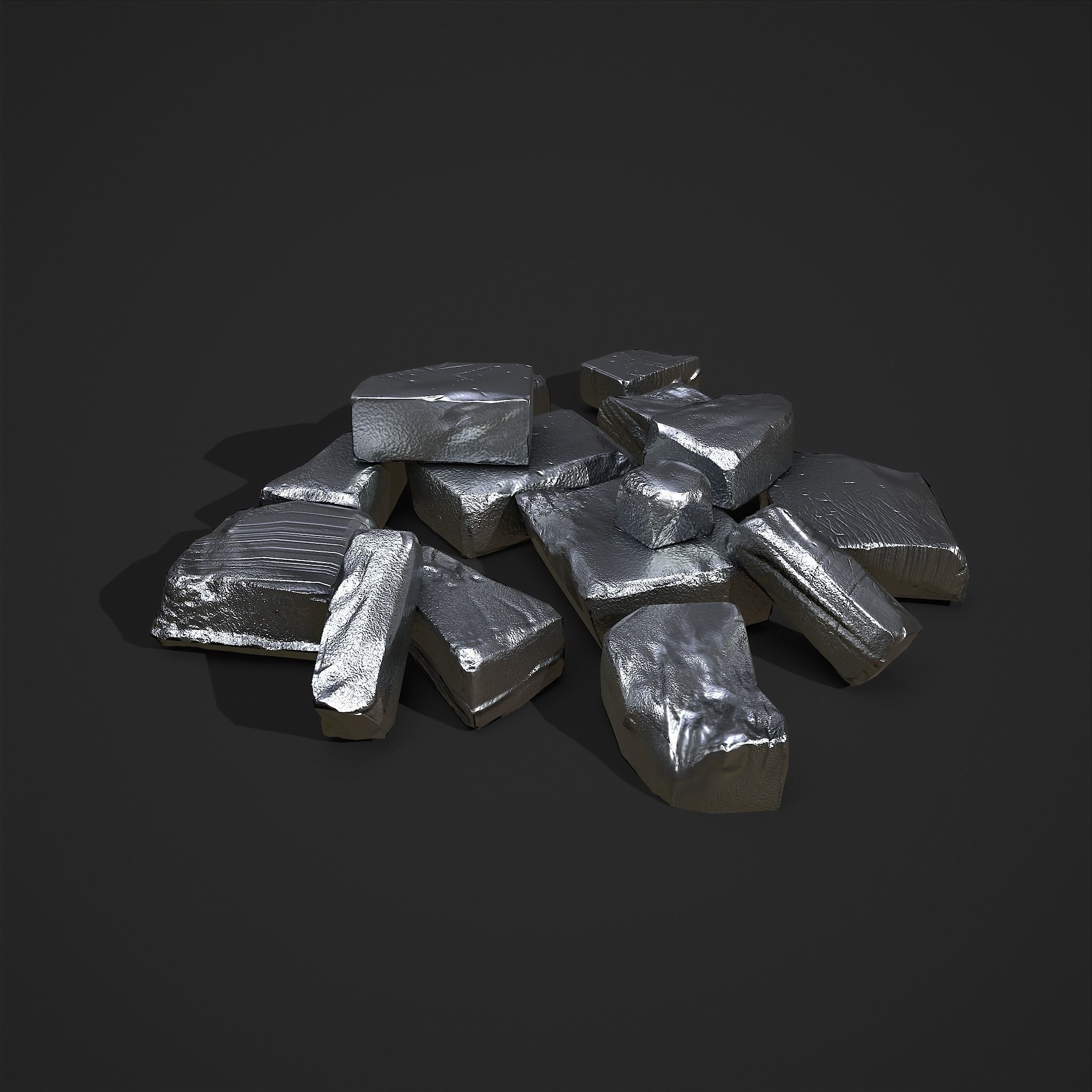 Pewter Chunks Low-poly 3D model_4