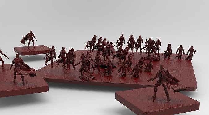 Soldiers and Civilians 3D model