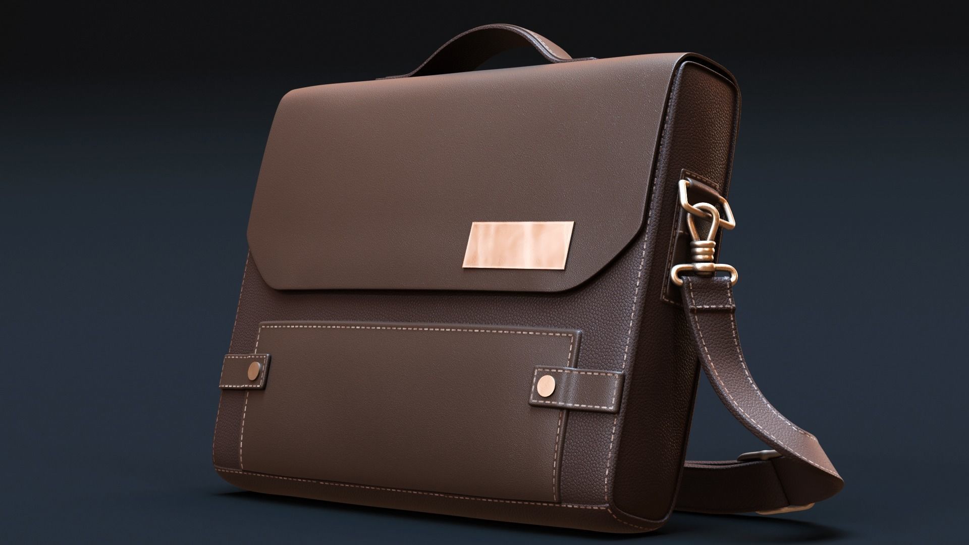 Leather Briefcase 3D model_1