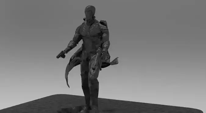 Sci-fi armored warrior with guns 3D model