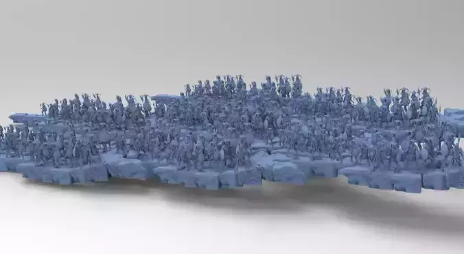 Huge Army With different soldier types Fantasy 3D model