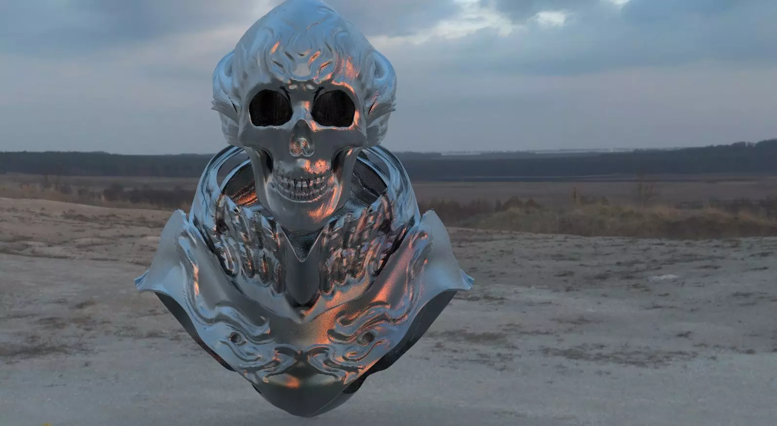 Scull Bust Ornate 3D model_0