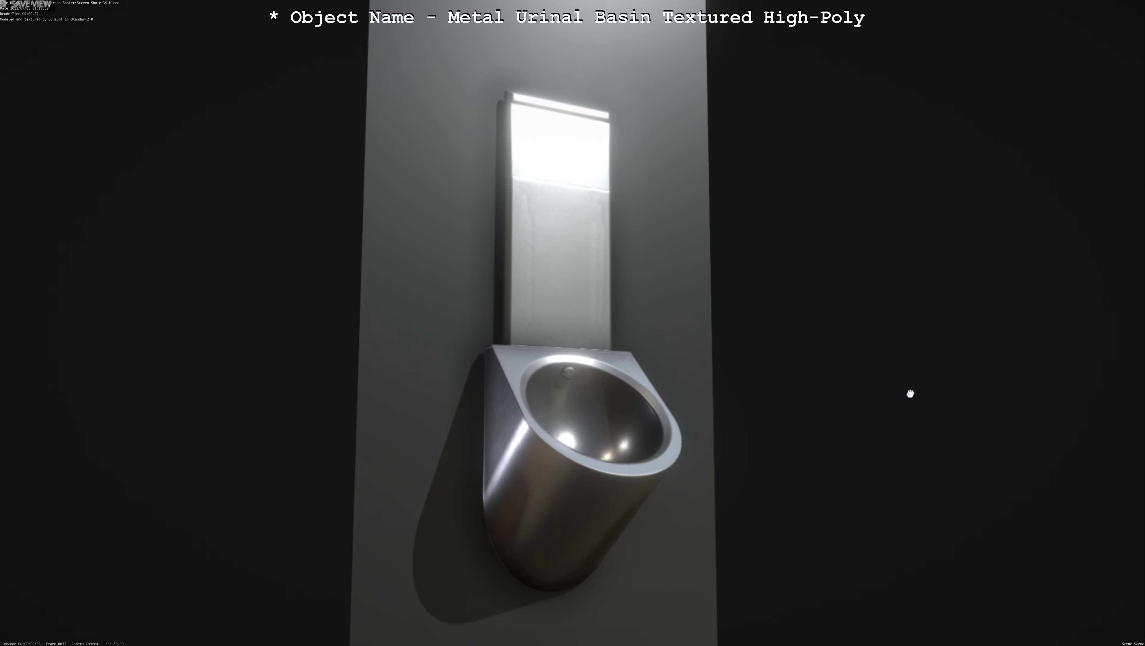 Metal Urinal Basin Textured High-Poly Version 3D model_20