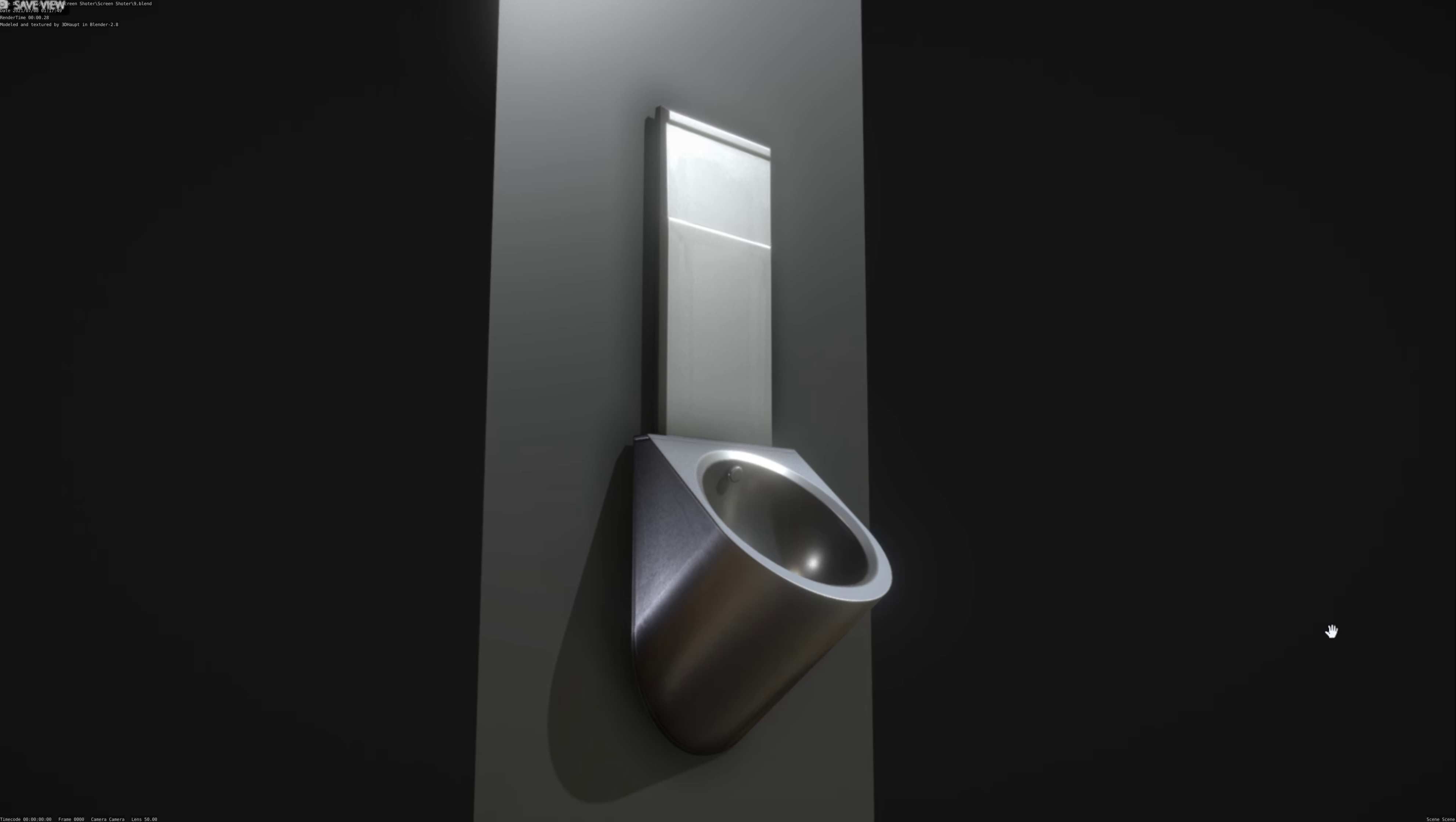 Metal Urinal Basin Textured High-Poly Version 3D model_19