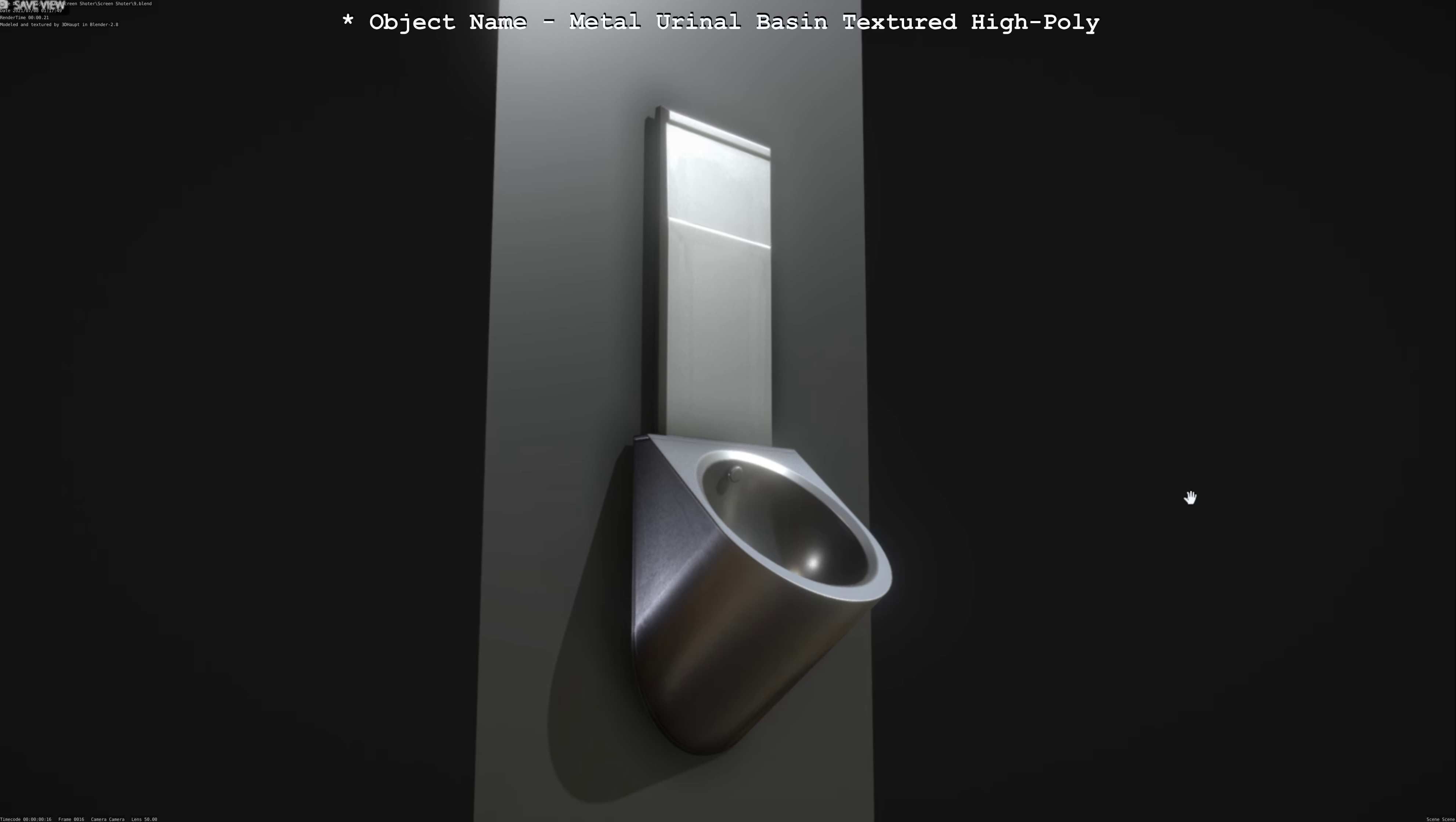 Metal Urinal Basin Textured High-Poly Version 3D model_67