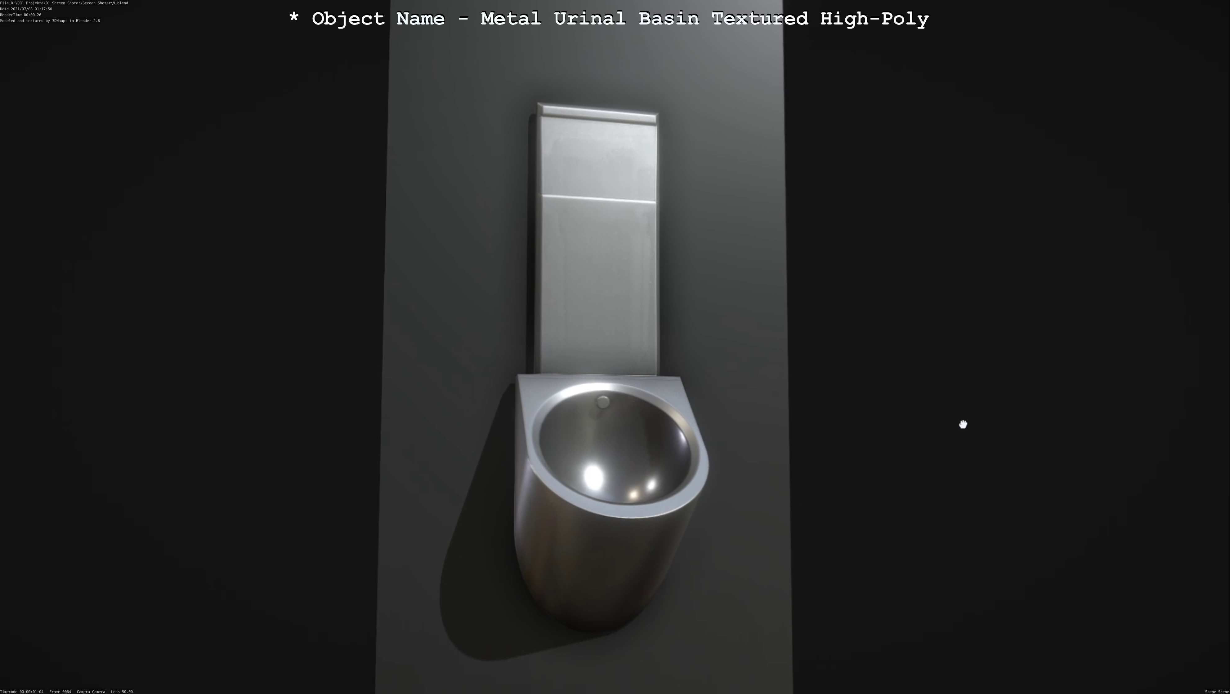 Metal Urinal Basin Textured High-Poly Version 3D model_68