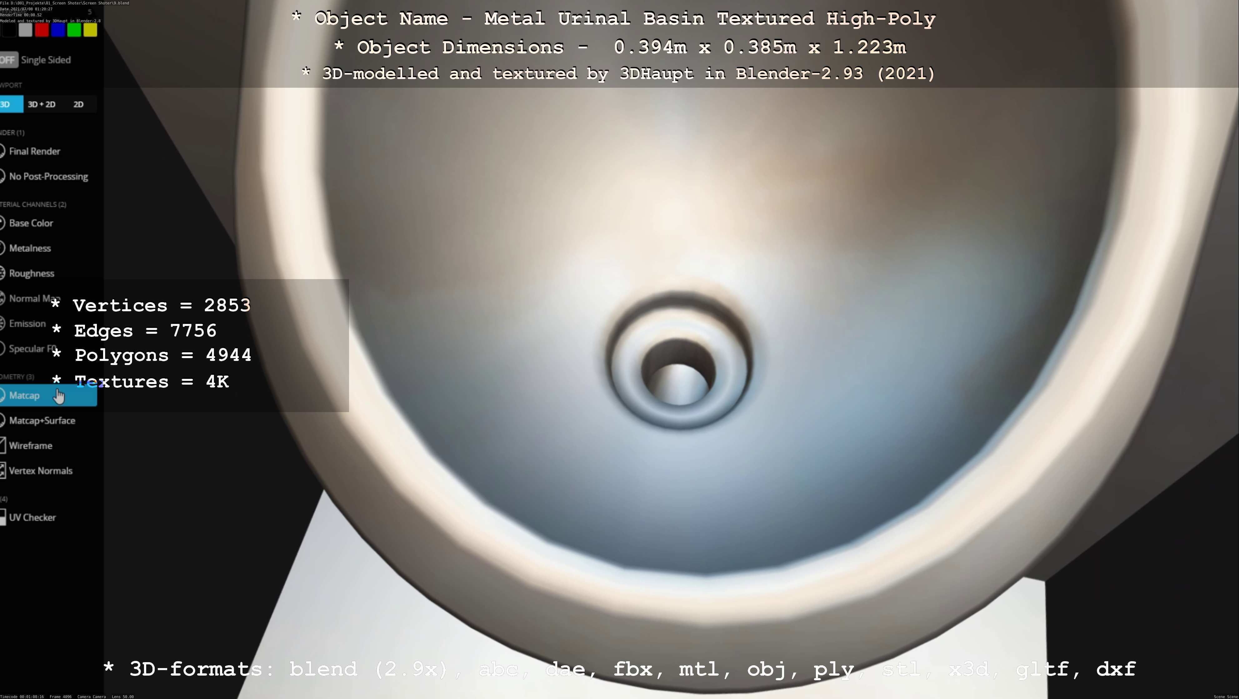 Metal Urinal Basin Textured High-Poly Version 3D model_47