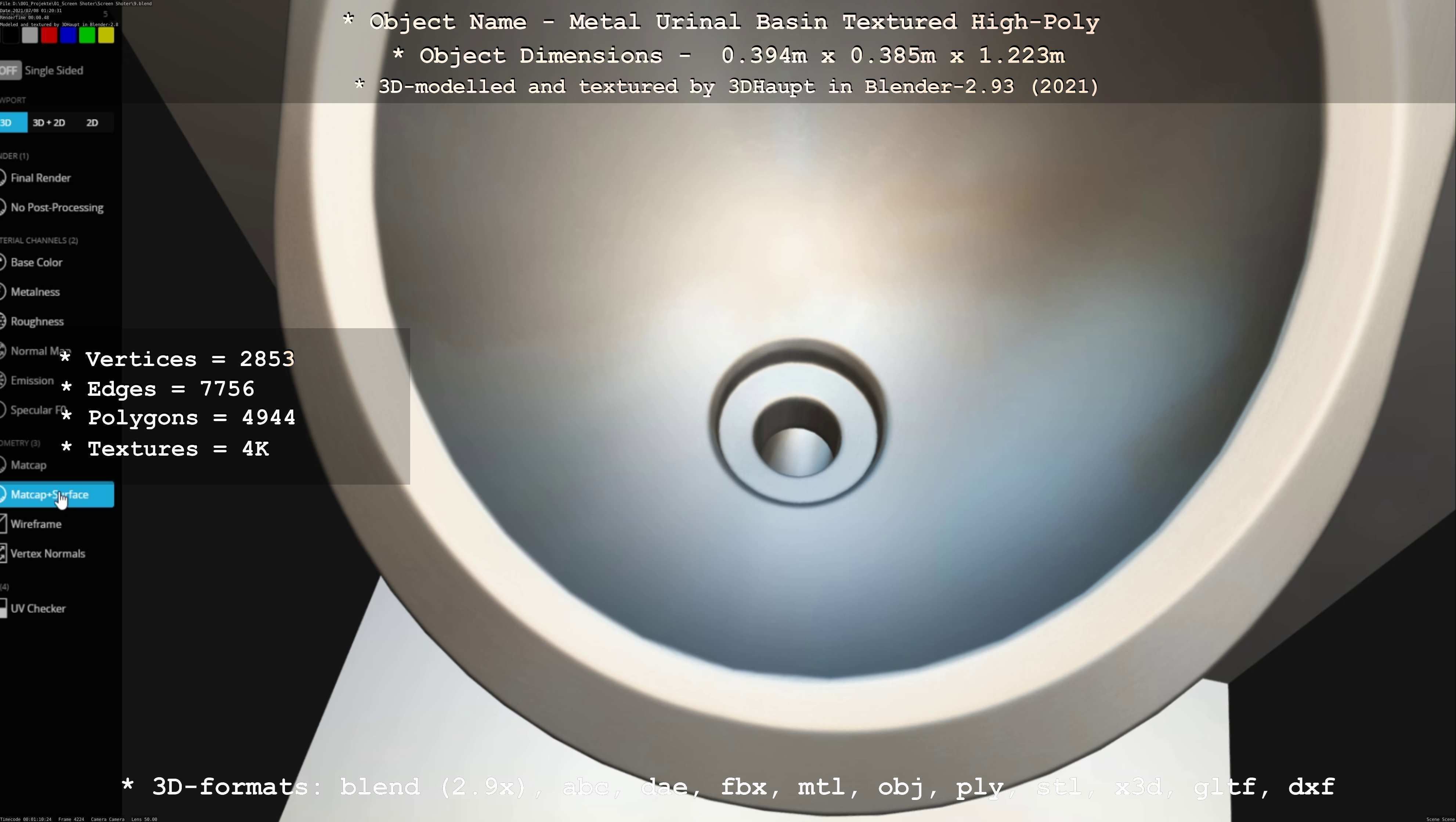 Metal Urinal Basin Textured High-Poly Version 3D model_51