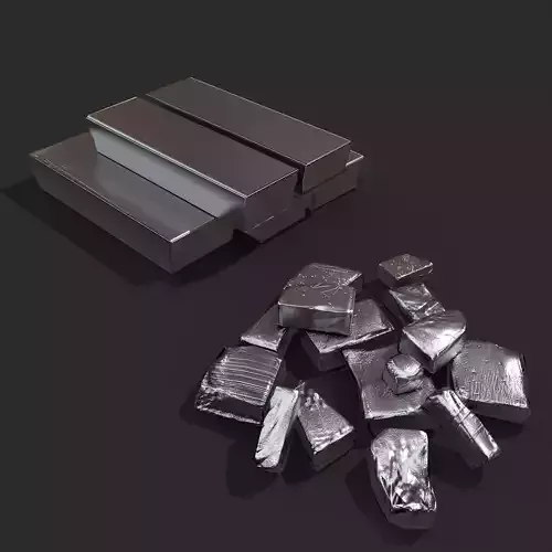 Pewter Bars and Chunks  3D Model Collection