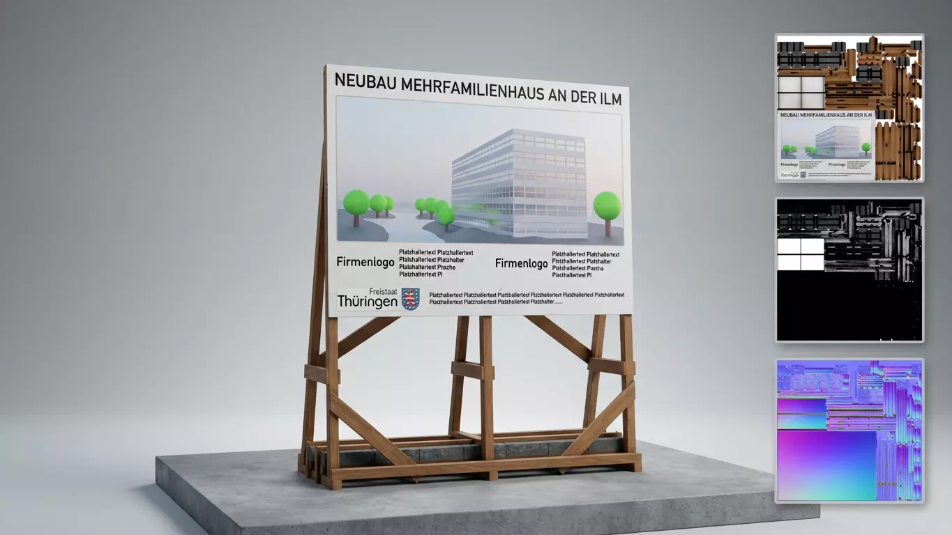 Construction Site Information Board 1 Low-poly 3D model