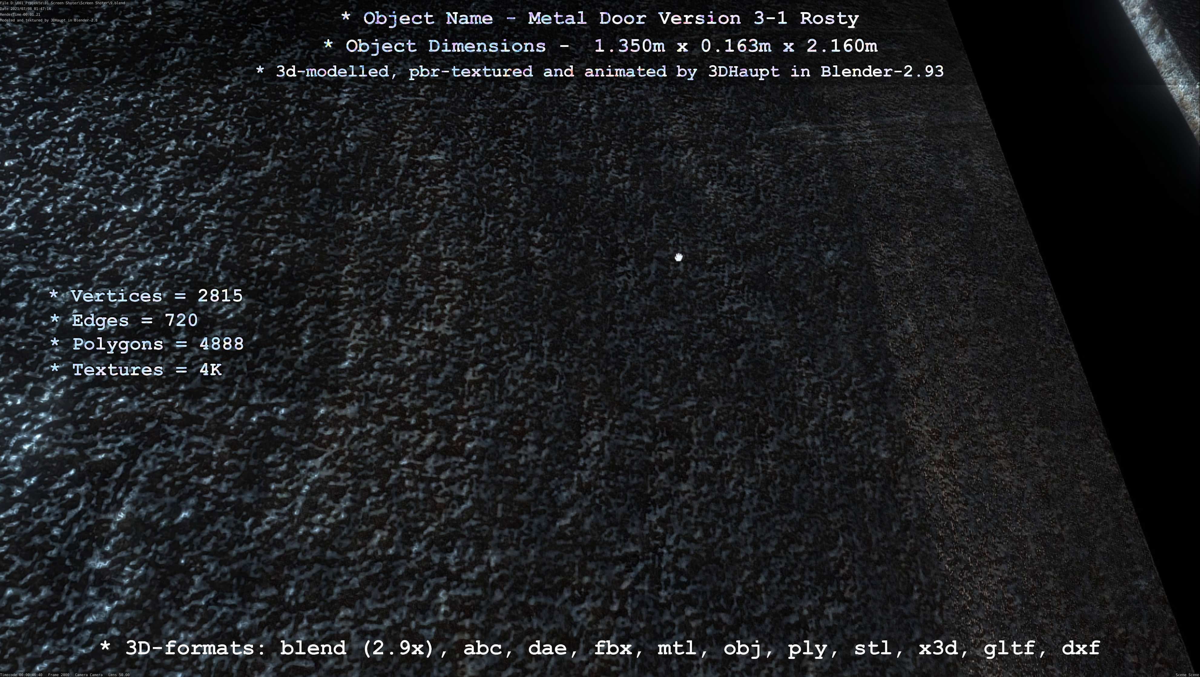 Animated Metal Door Version 3 Rusty Low-poly 3D model_94