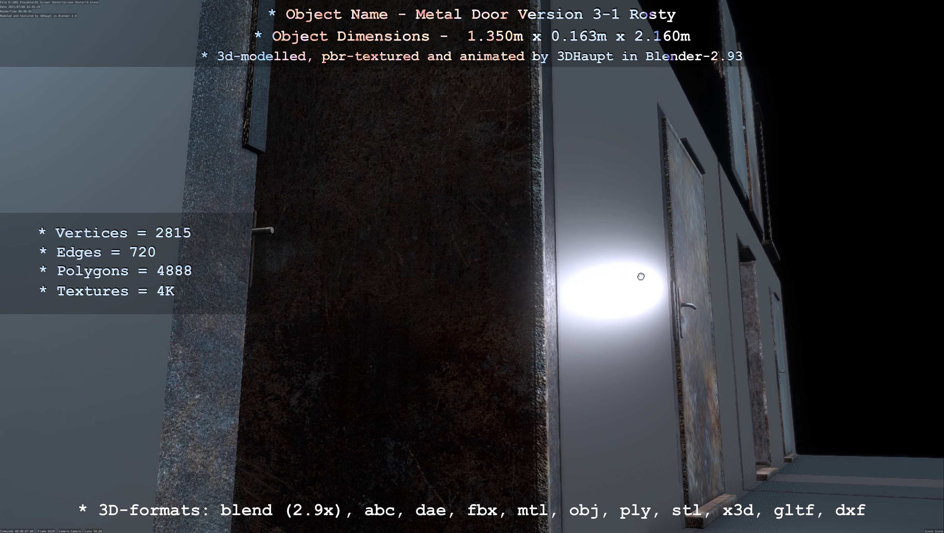 Animated Metal Door Version 3 Rusty Low-poly 3D model_81