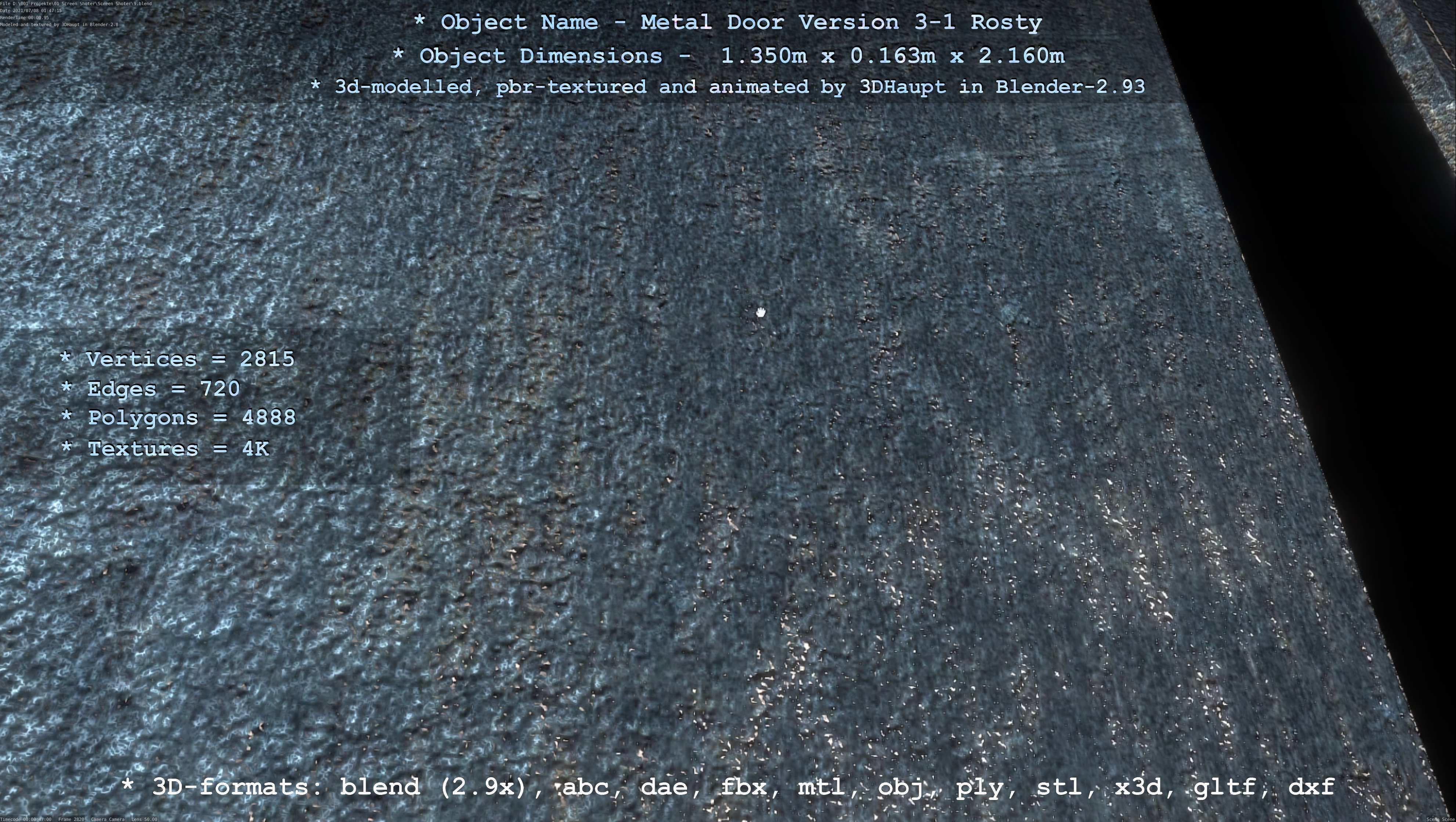 Animated Metal Door Version 3 Rusty Low-poly 3D model_83