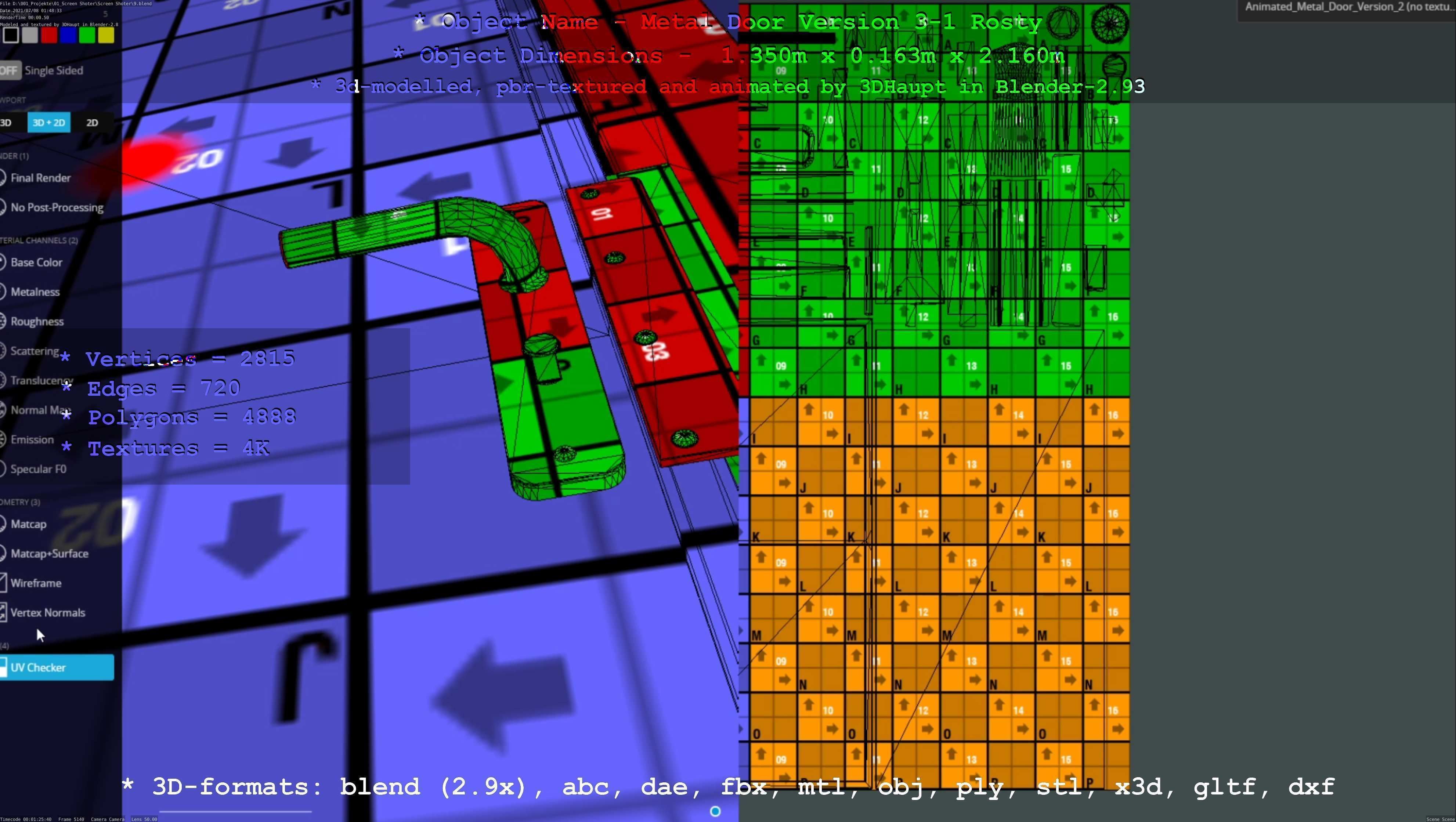 Animated Metal Door Version 3 Rusty Low-poly 3D model_8
