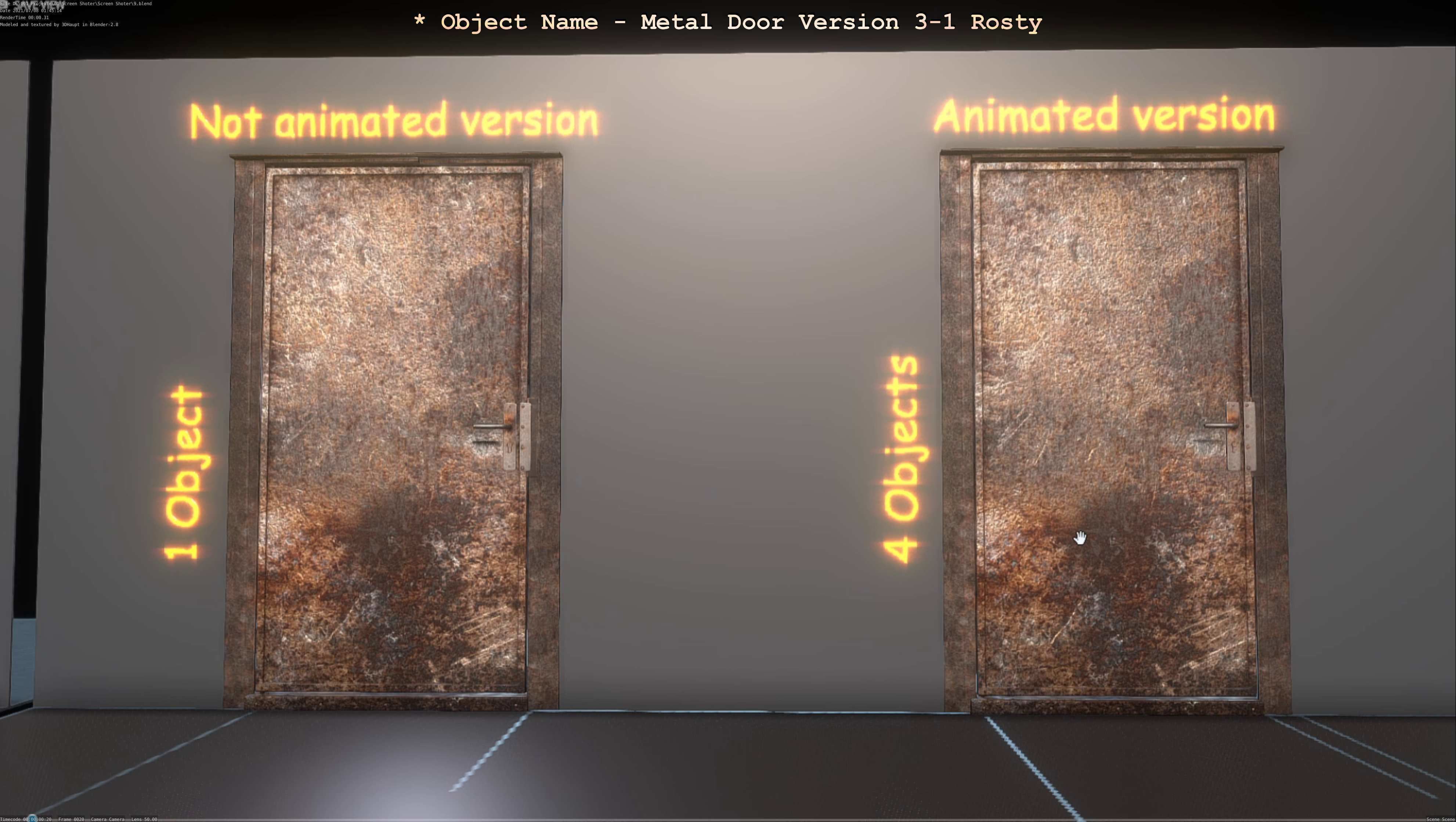 Animated Metal Door Version 3 Rusty Low-poly 3D model_89