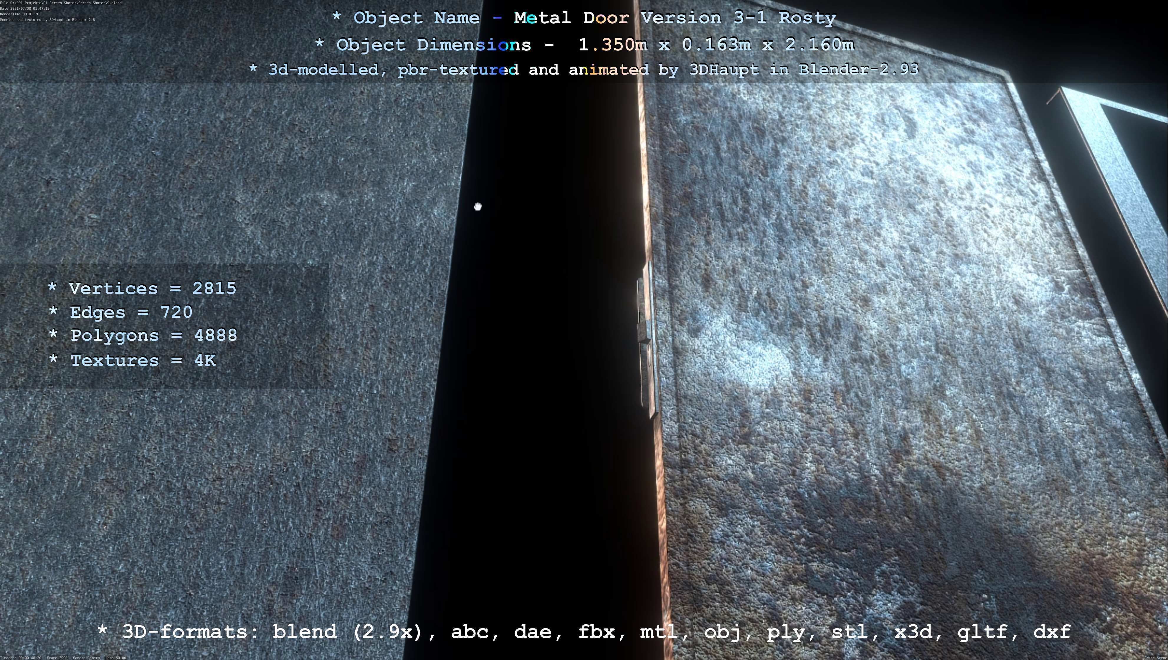 Animated Metal Door Version 3 Rusty Low-poly 3D model_72