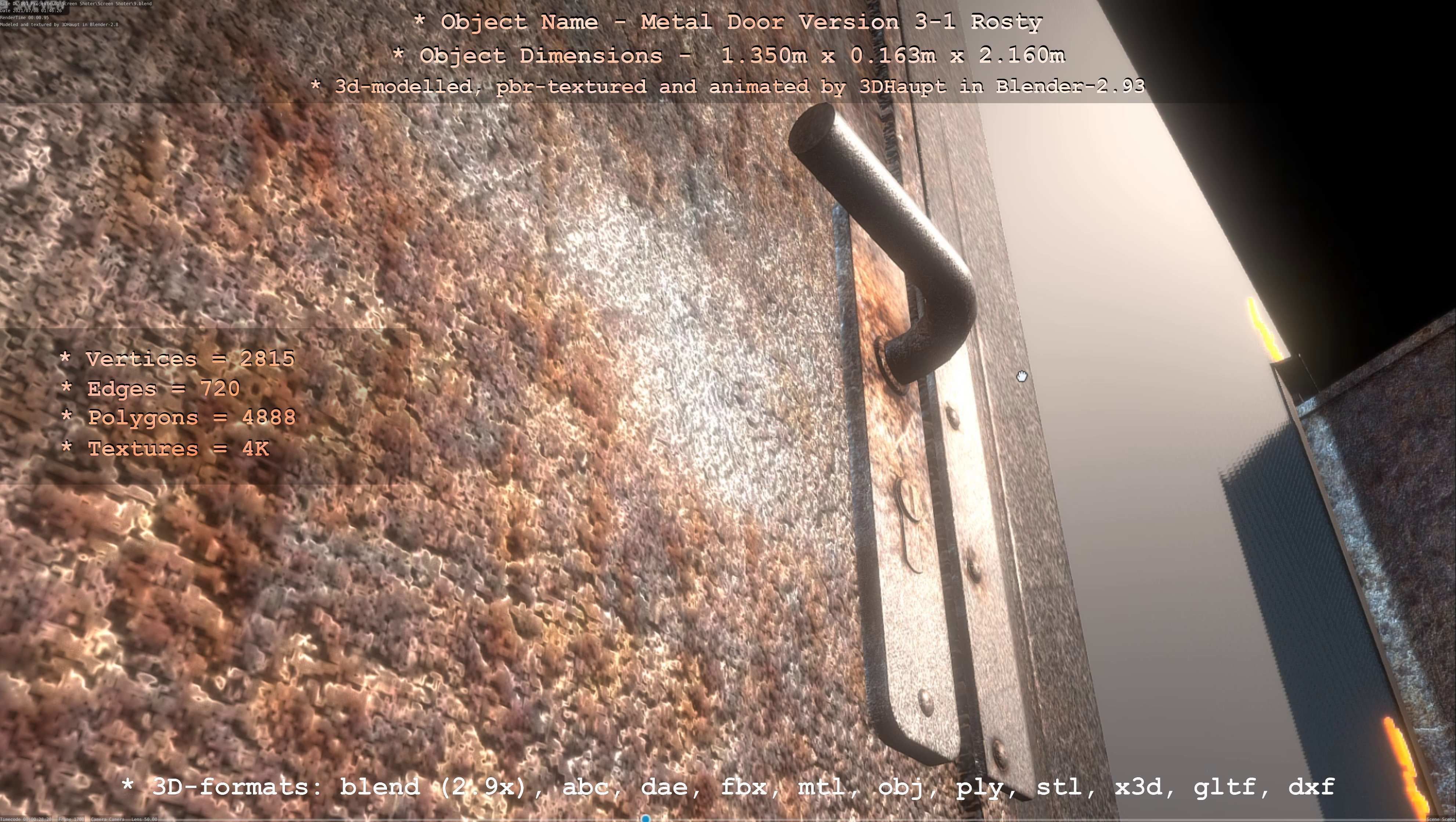 Animated Metal Door Version 3 Rusty Low-poly 3D model_52