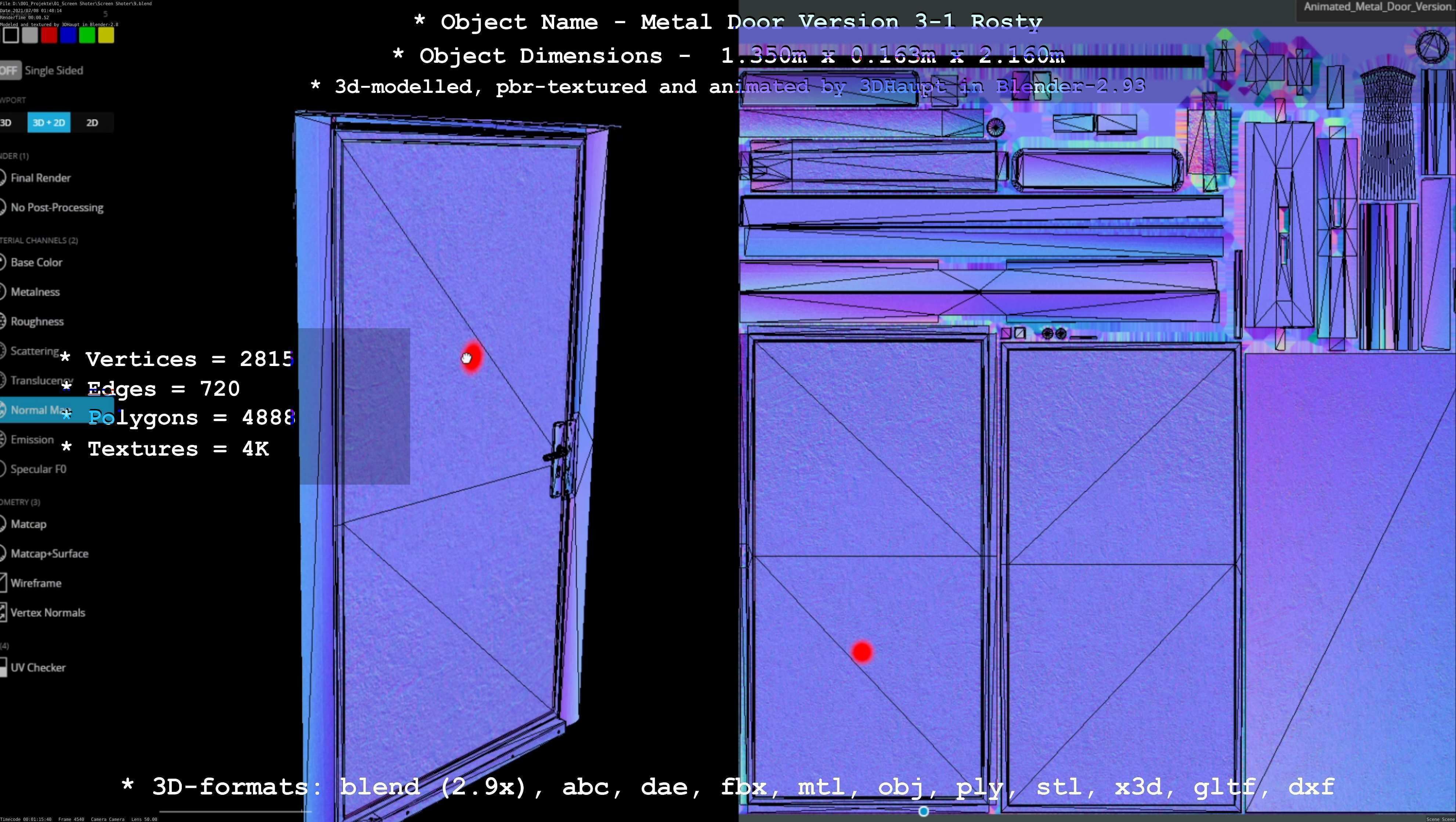 Animated Metal Door Version 3 Rusty Low-poly 3D model_6