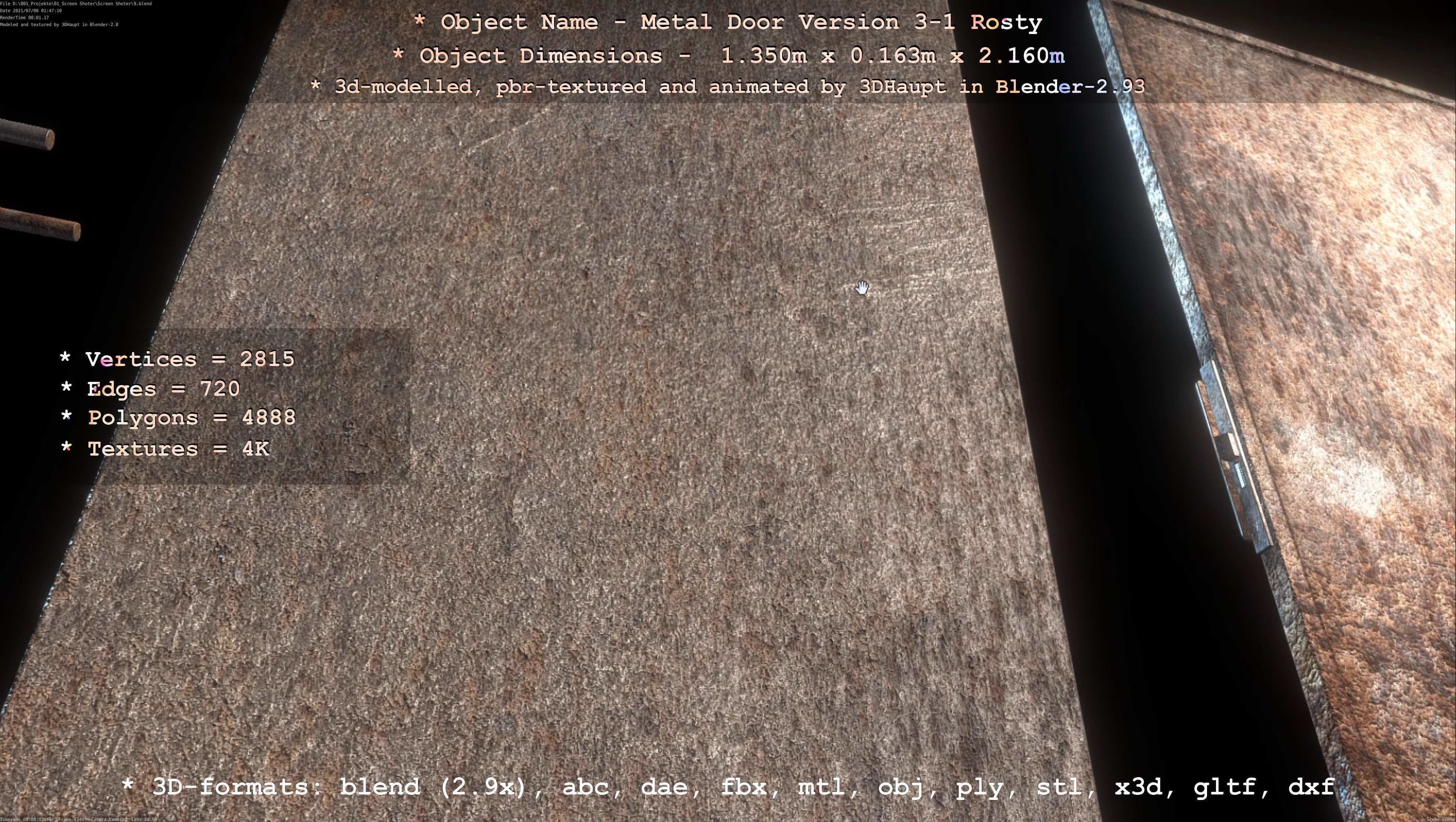 Animated Metal Door Version 3 Rusty Low-poly 3D model_105