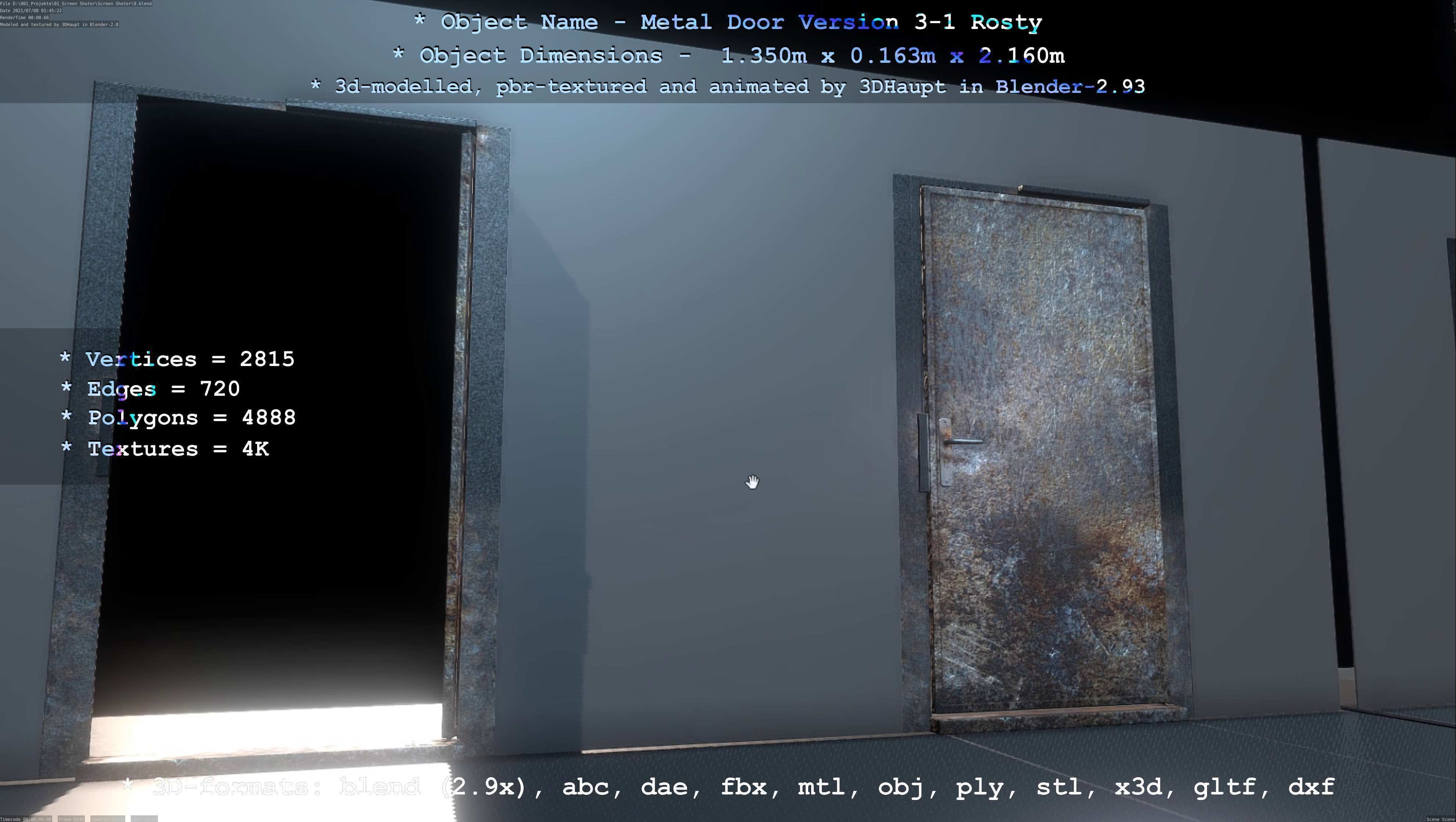Animated Metal Door Version 3 Rusty Low-poly 3D model_86