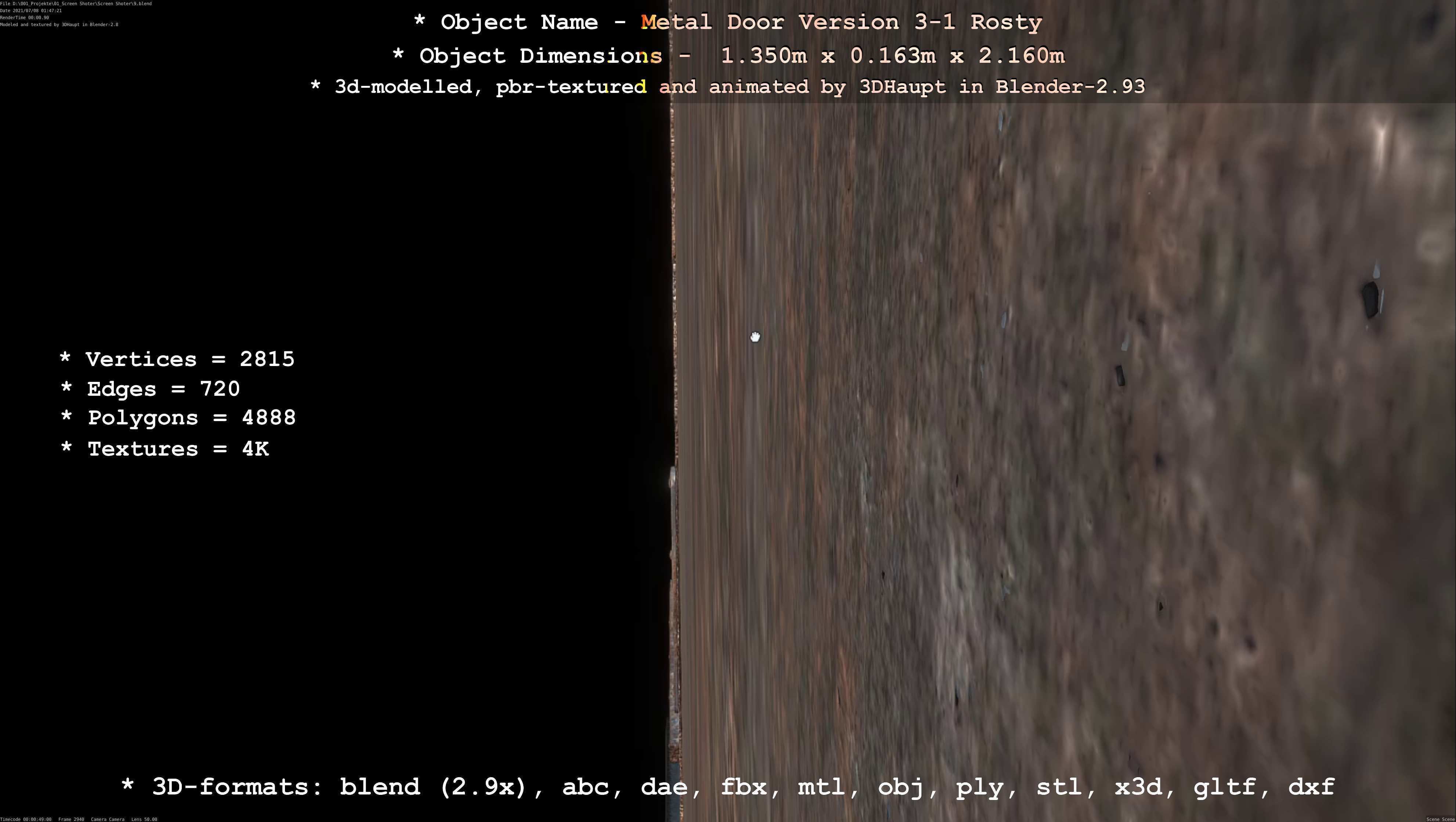 Animated Metal Door Version 3 Rusty Low-poly 3D model_61