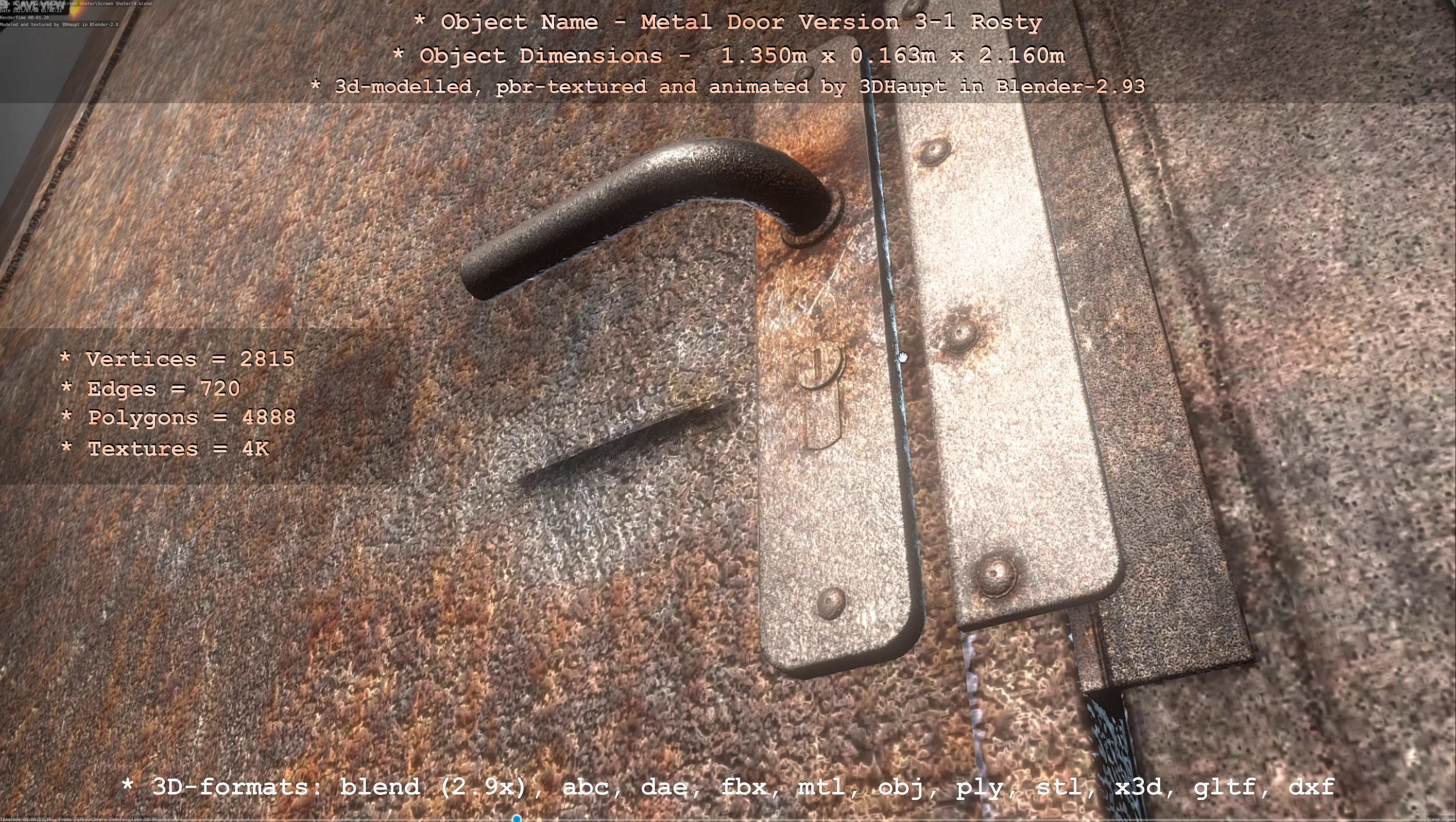 Animated Metal Door Version 3 Rusty Low-poly 3D model_53