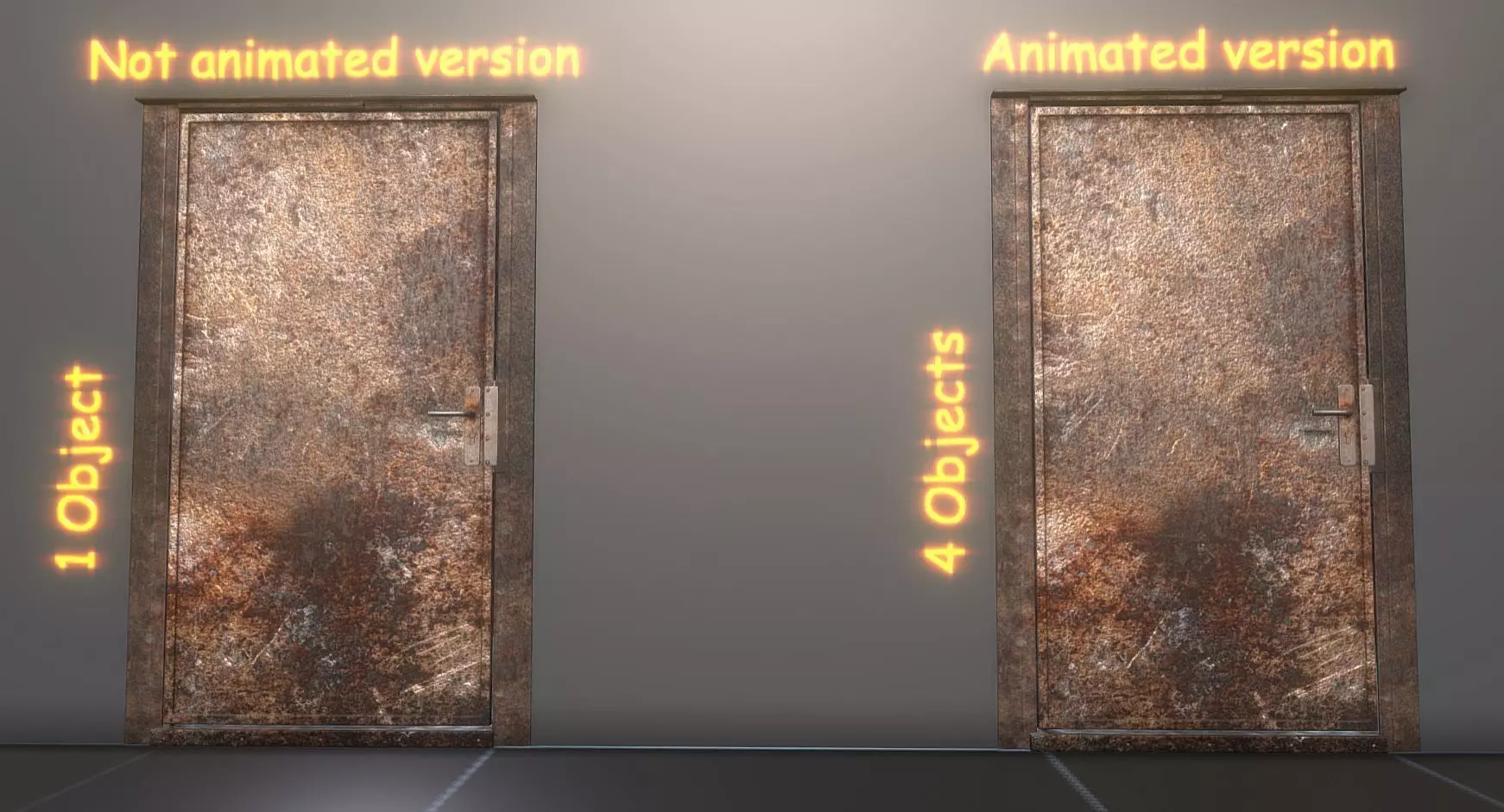 Animated Metal Door Version 3 Rusty Low-poly 3D model_0