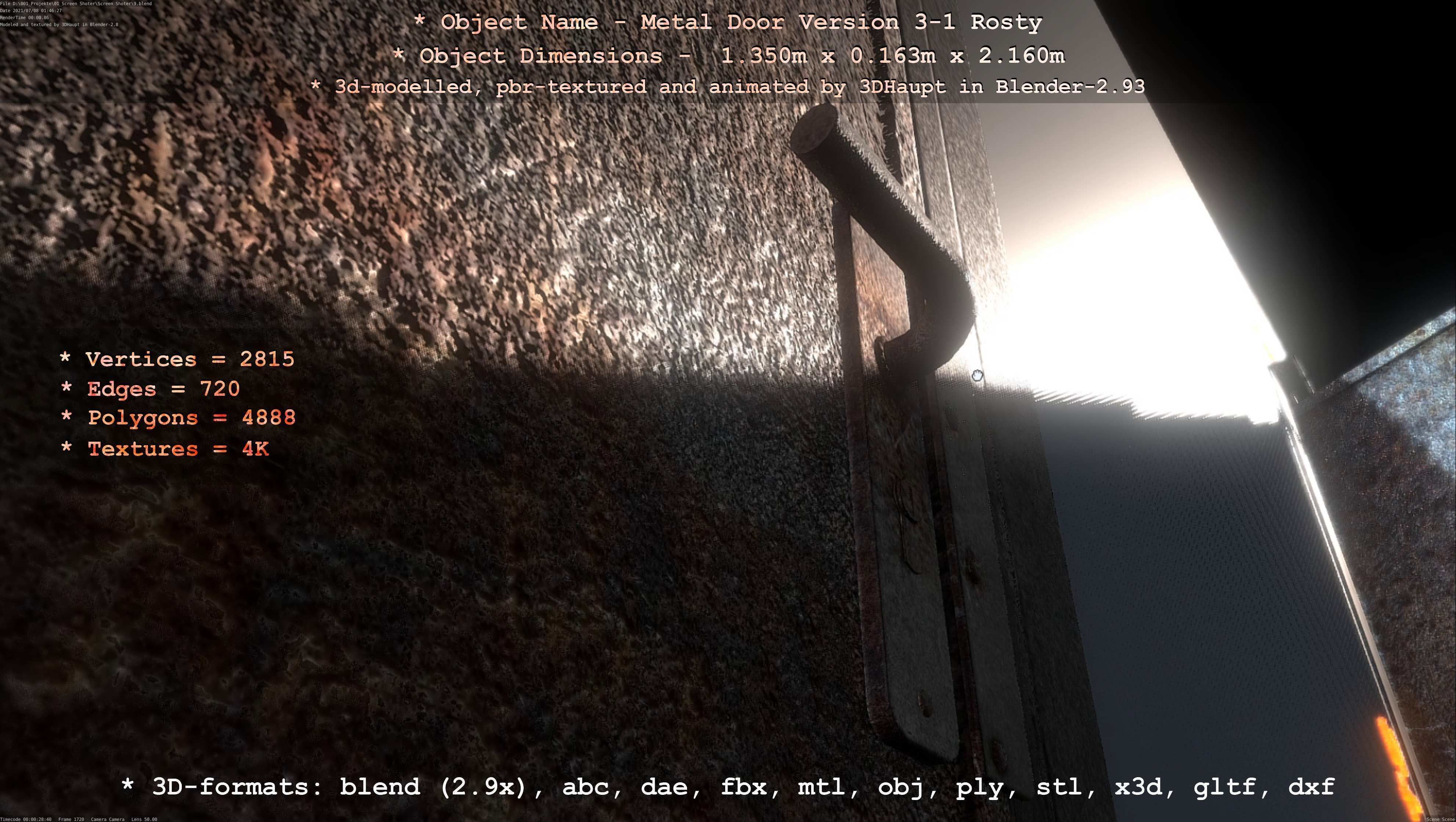 Animated Metal Door Version 3 Rusty Low-poly 3D model_51