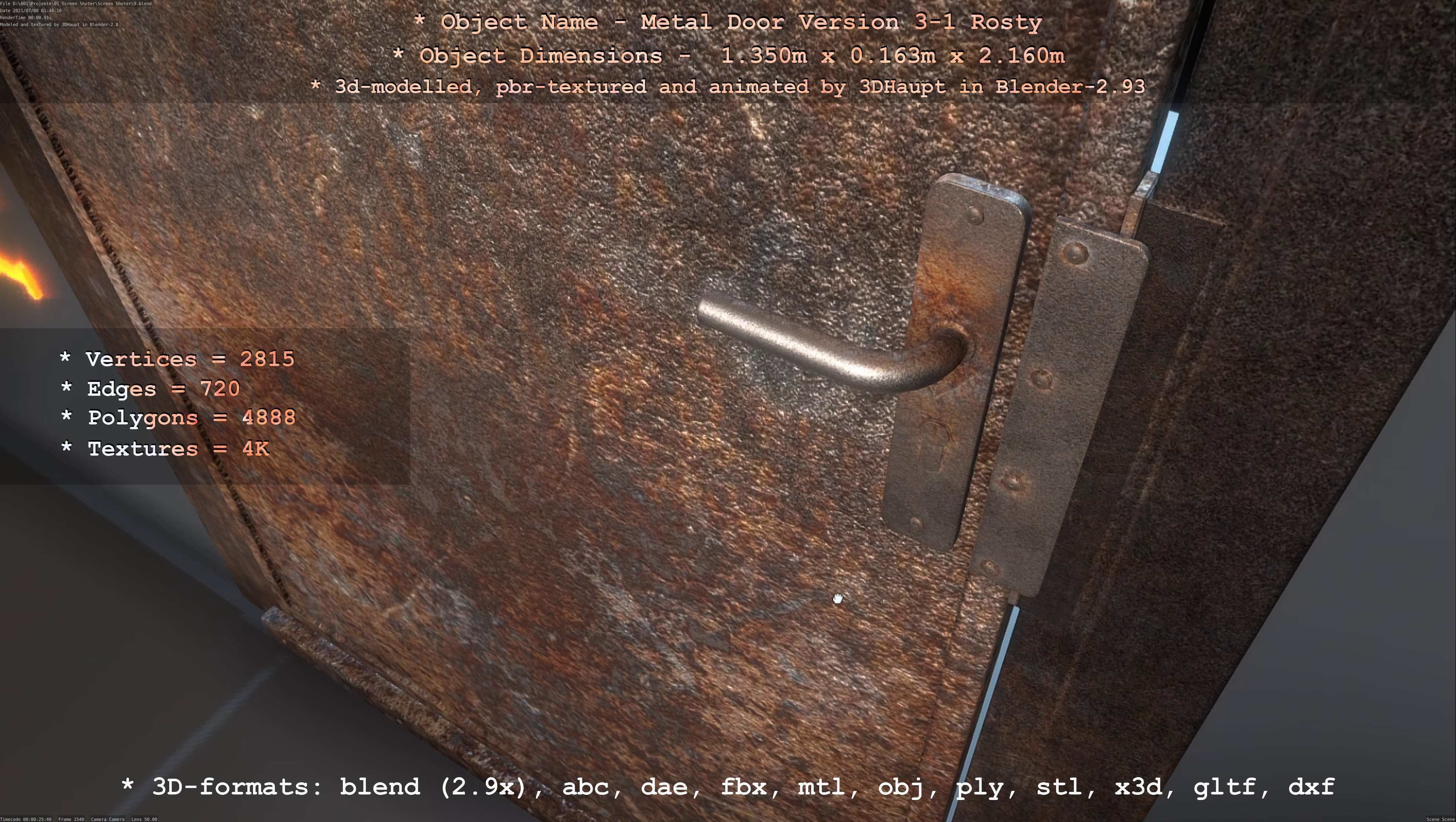 Animated Metal Door Version 3 Rusty Low-poly 3D model_55