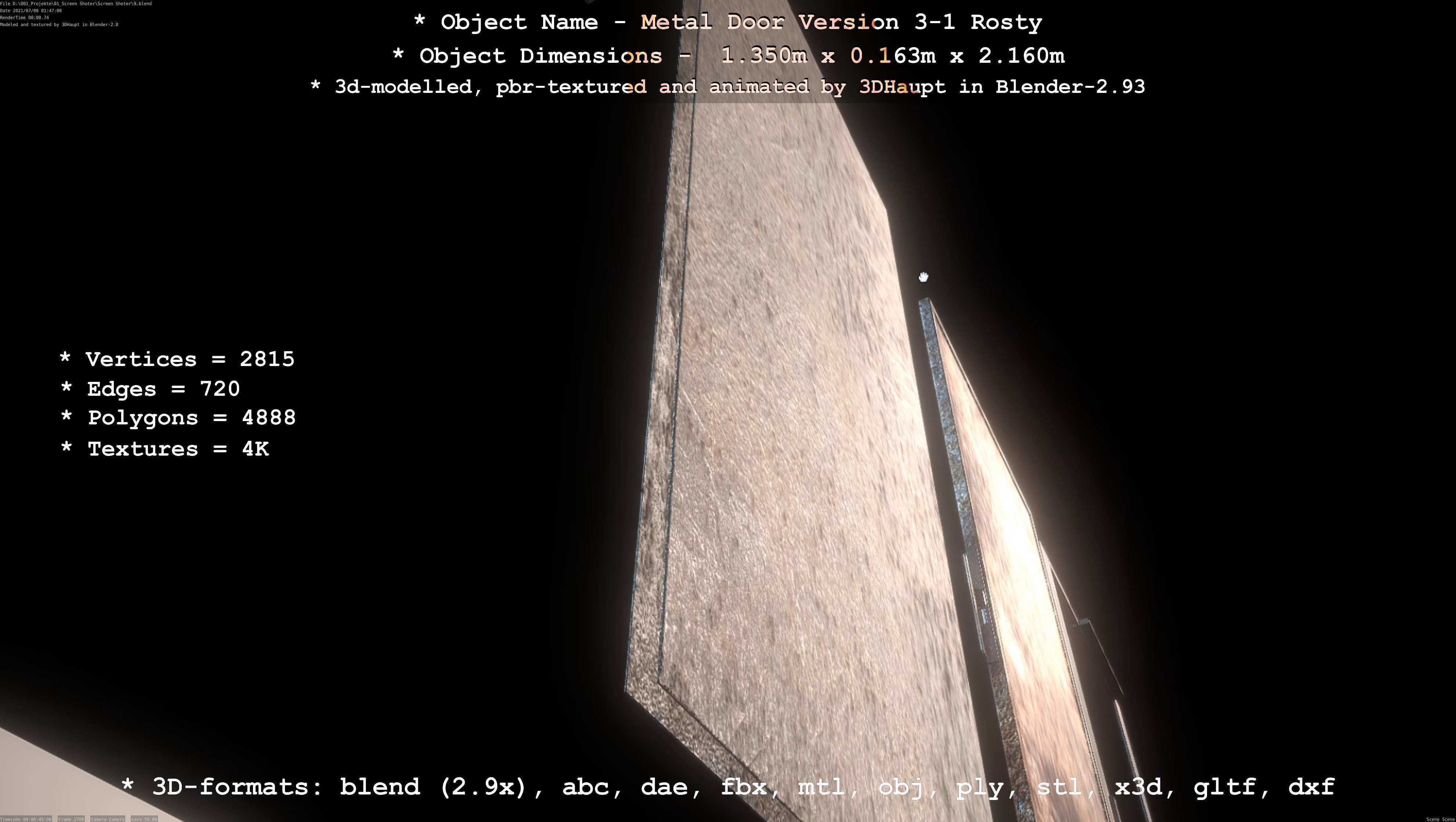 Animated Metal Door Version 3 Rusty Low-poly 3D model_107