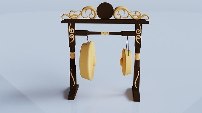 Gong or Goong traditional musical instrument 3D model