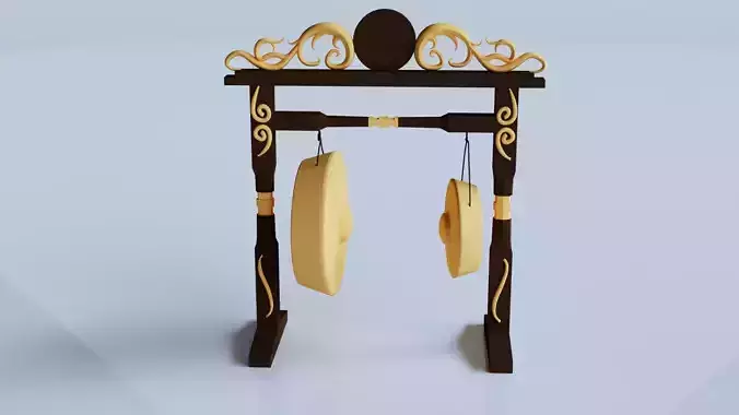 Gong or Goong traditional musical instrument 3D model