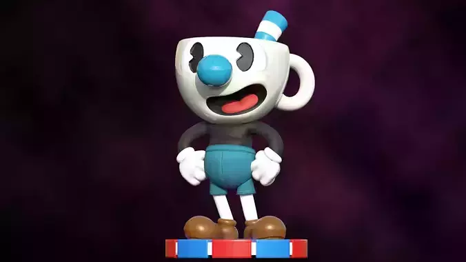 Fanart Mugman from cuphead - Statue 3D print model