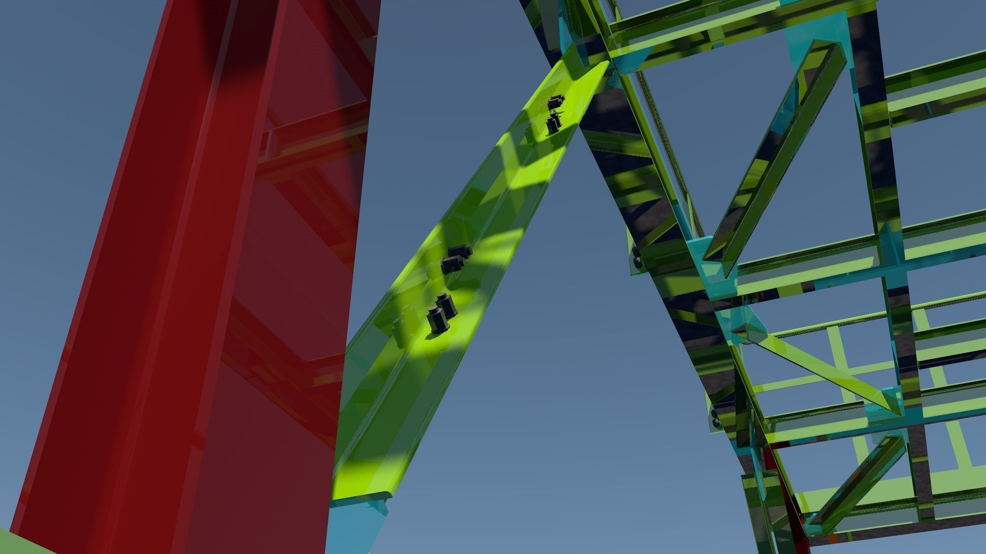 Steel two-level platform Low-poly 3D model_20