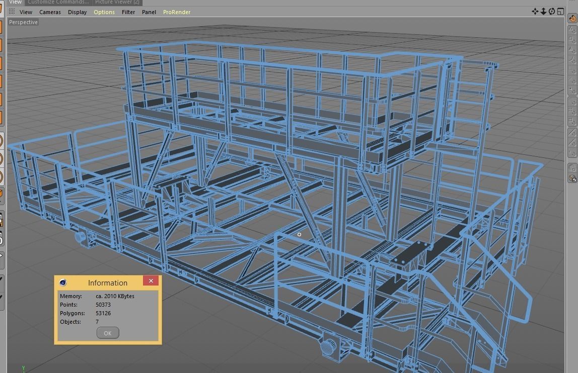 Steel two-level platform Low-poly 3D model_21