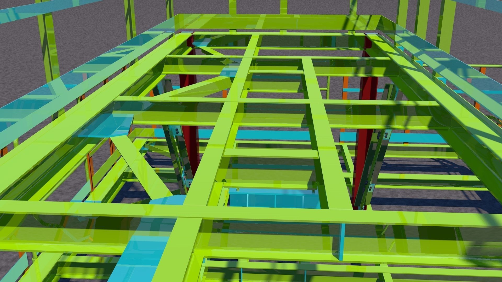 Steel two-level platform Low-poly 3D model_9