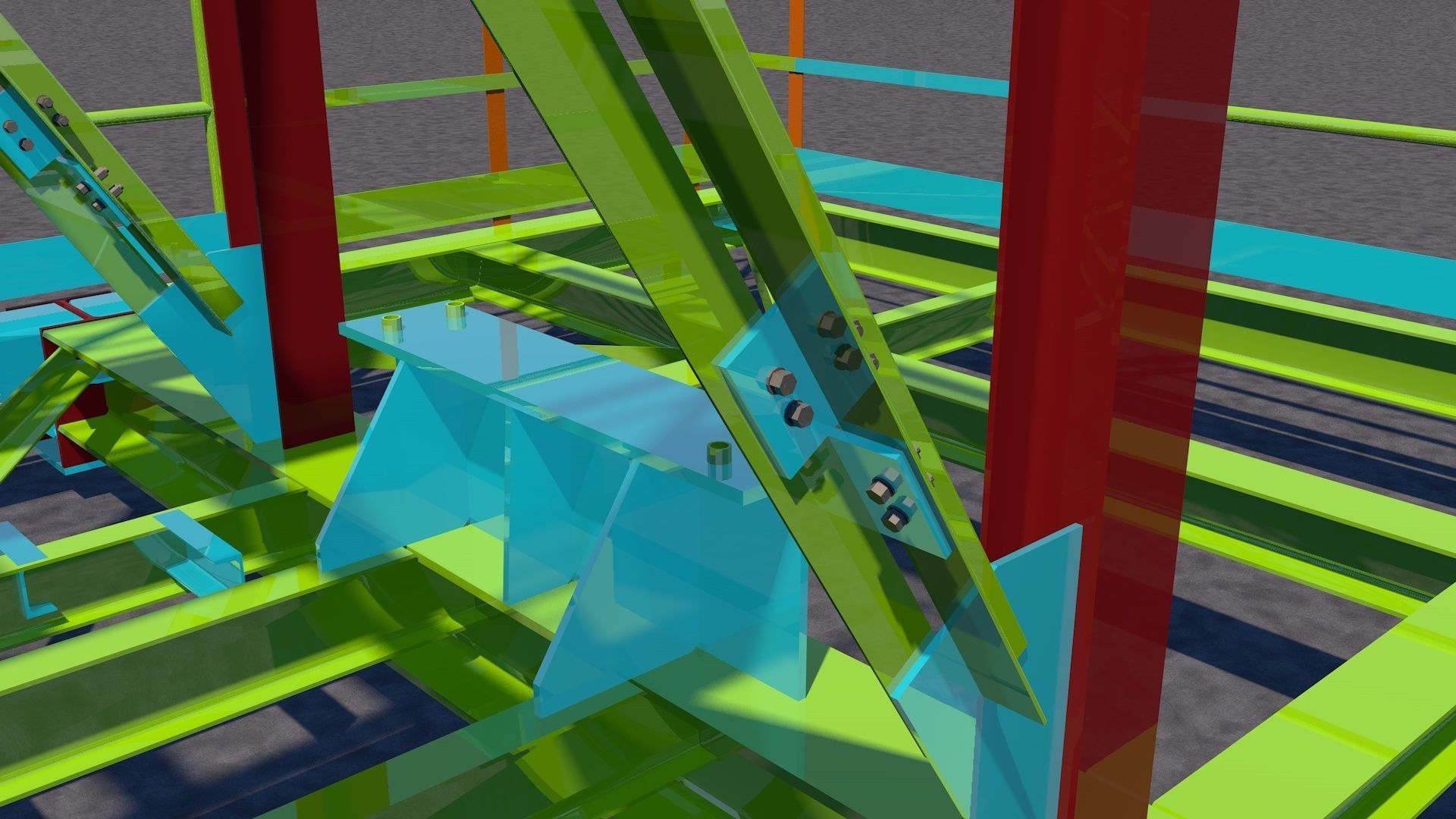 Steel two-level platform Low-poly 3D model_4