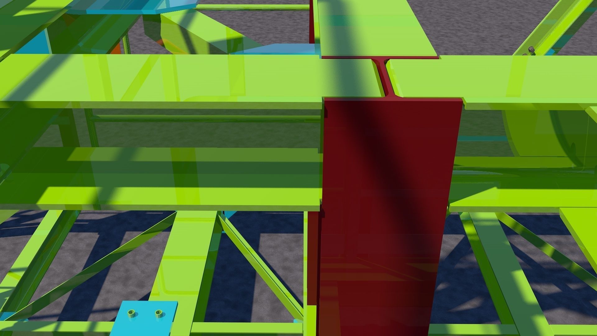 Steel two-level platform Low-poly 3D model_15