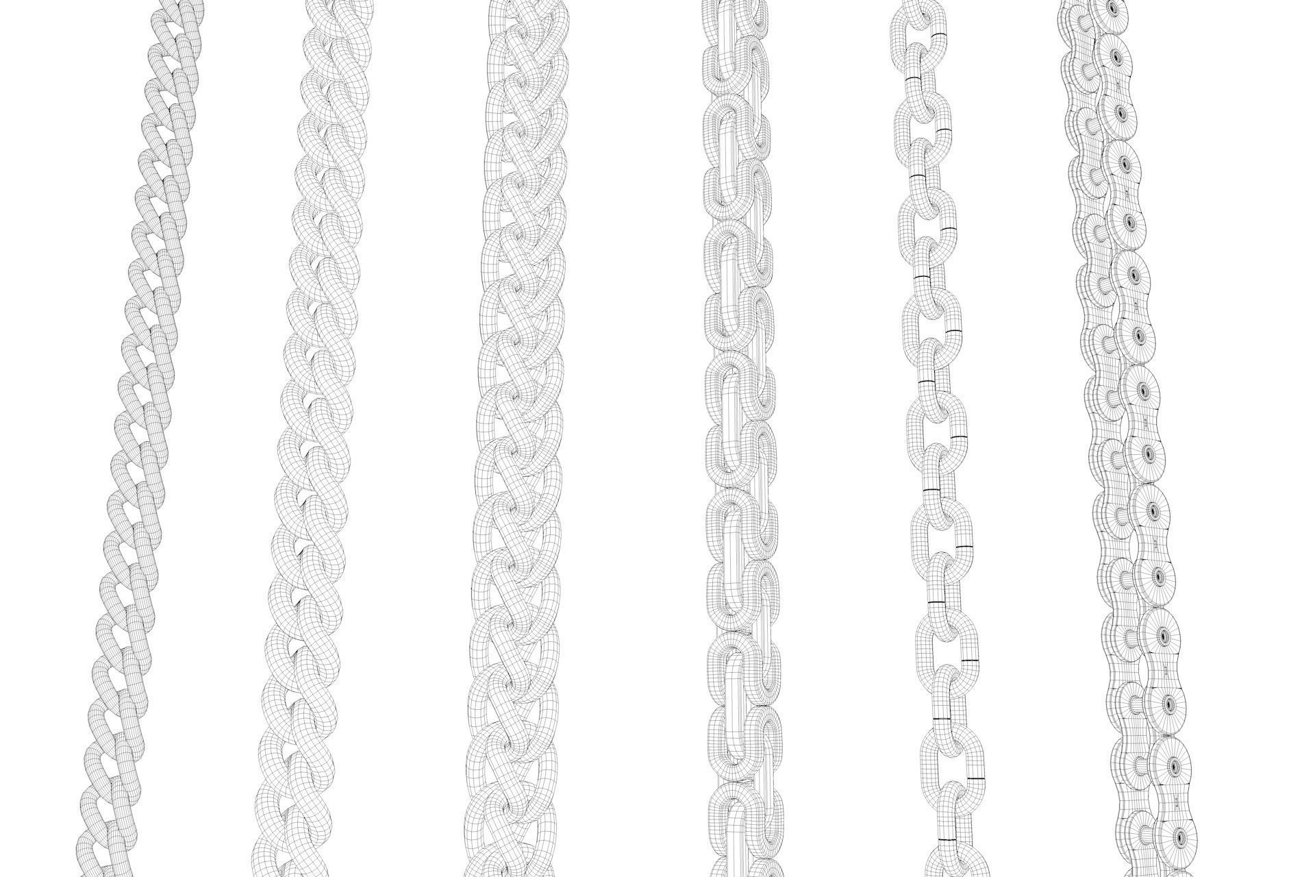 Chains group of chain links 3D model_4