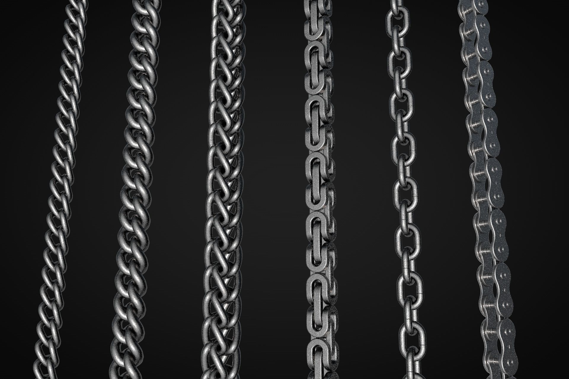 Chains group of chain links 3D model_1