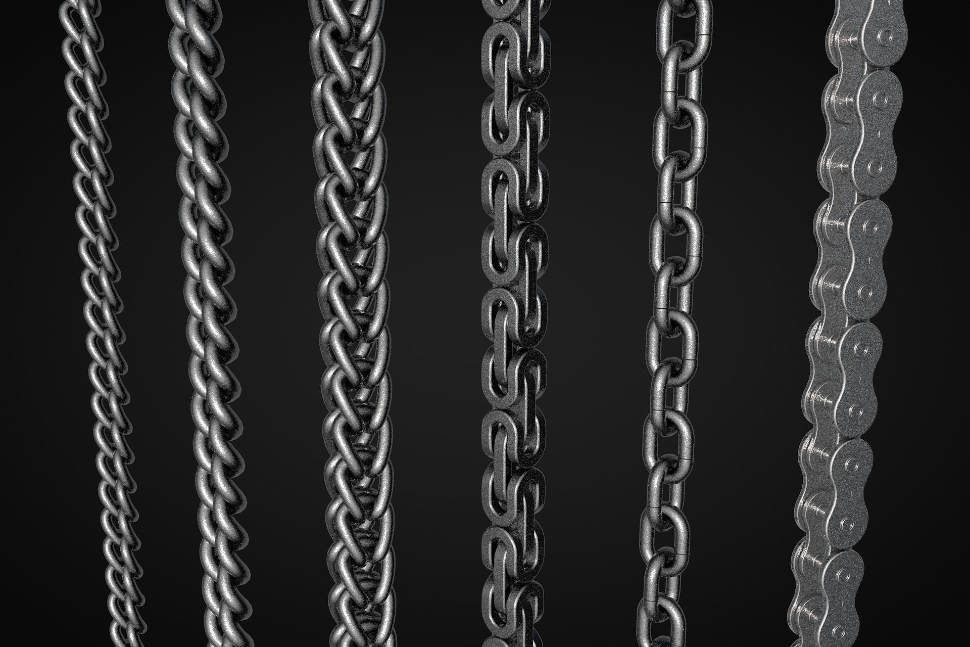 Chains group of chain links 3D model_2