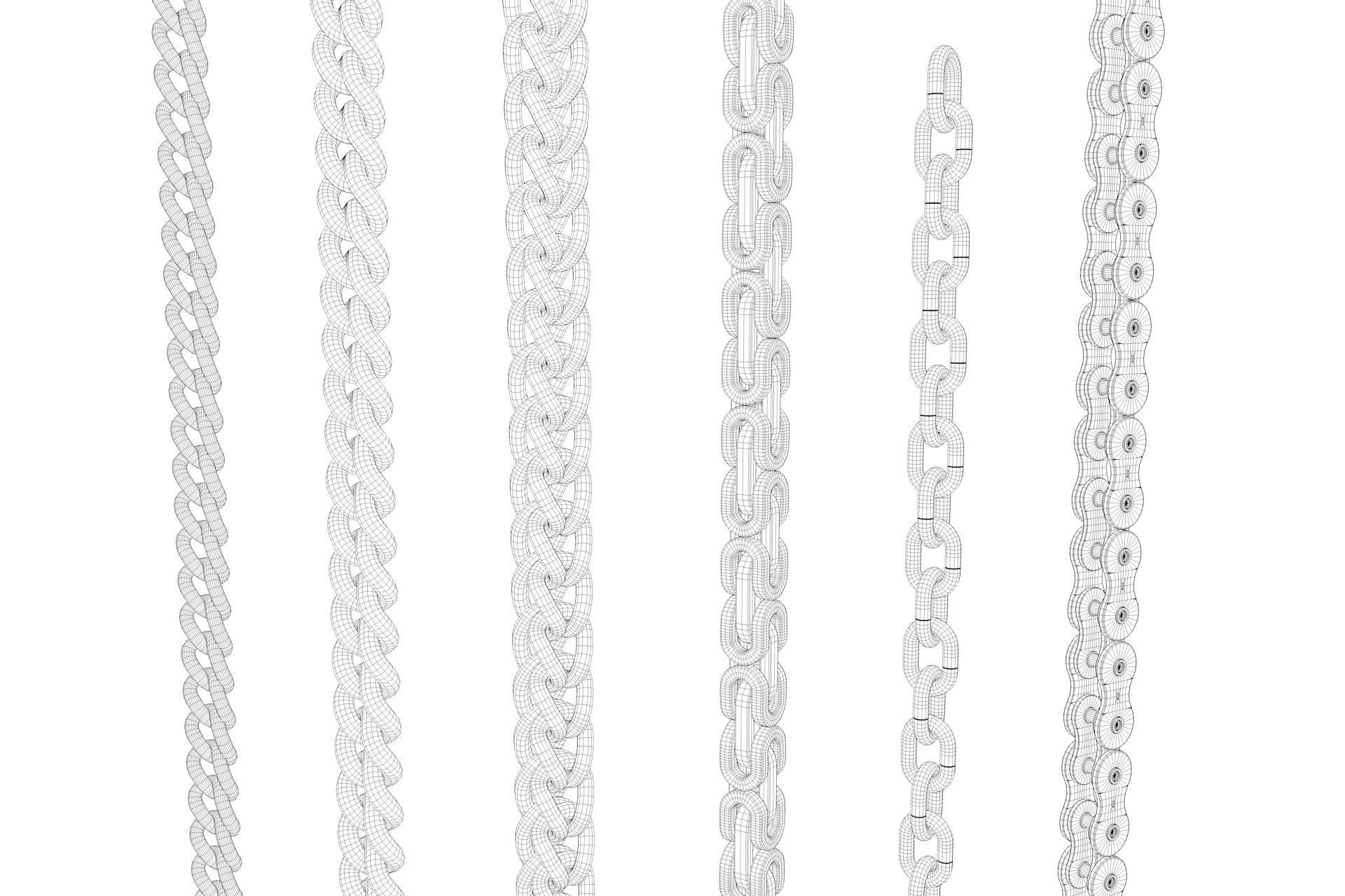 Chains group of chain links 3D model_3