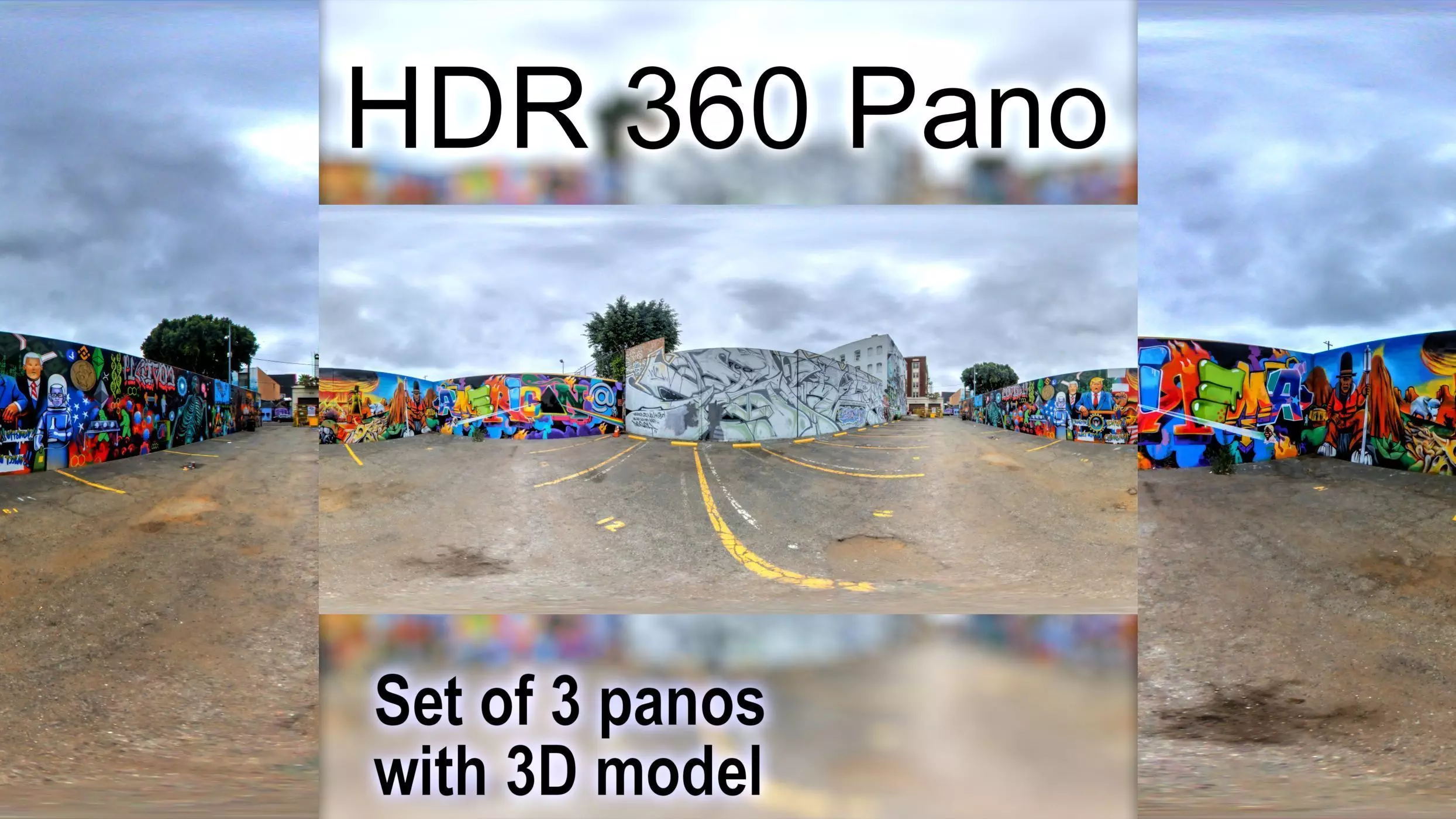 HDR 360 Panos PLUS 3D model of DTLA Arts District Graffiti alley 3D model_0