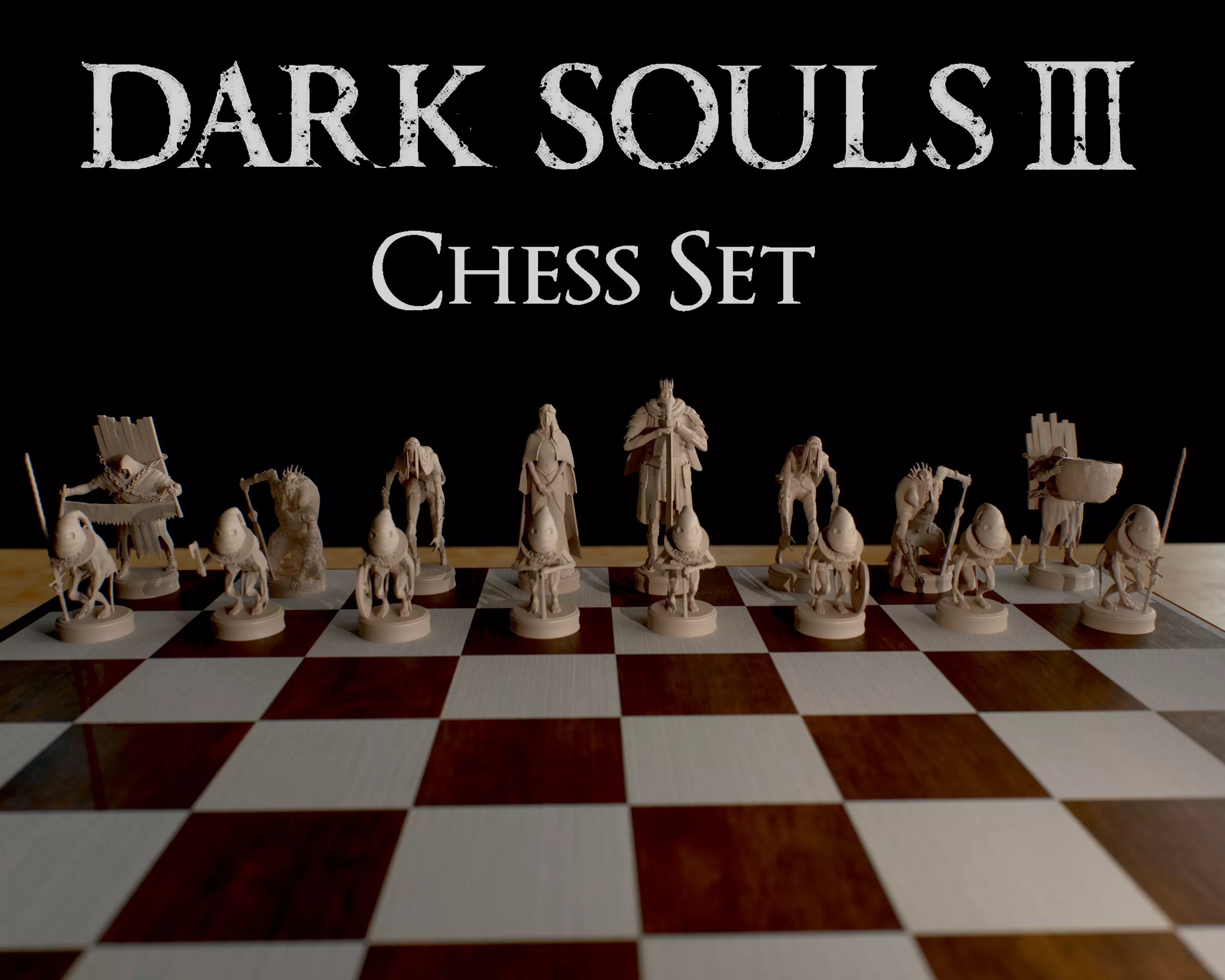 Dark Souls Inspired Chess Set 3D print model_0